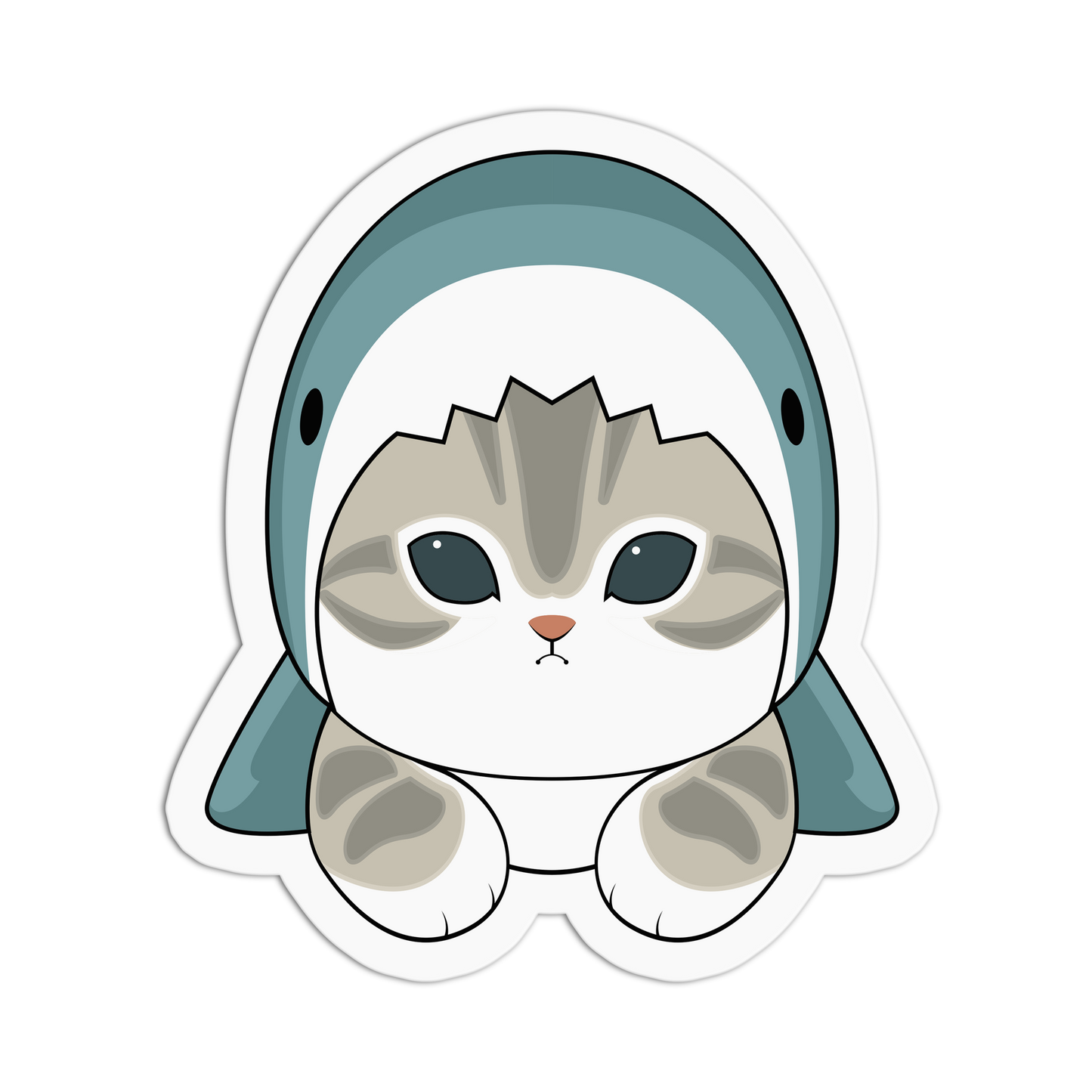 Shark-Cat Whimsical Kitty Sticker