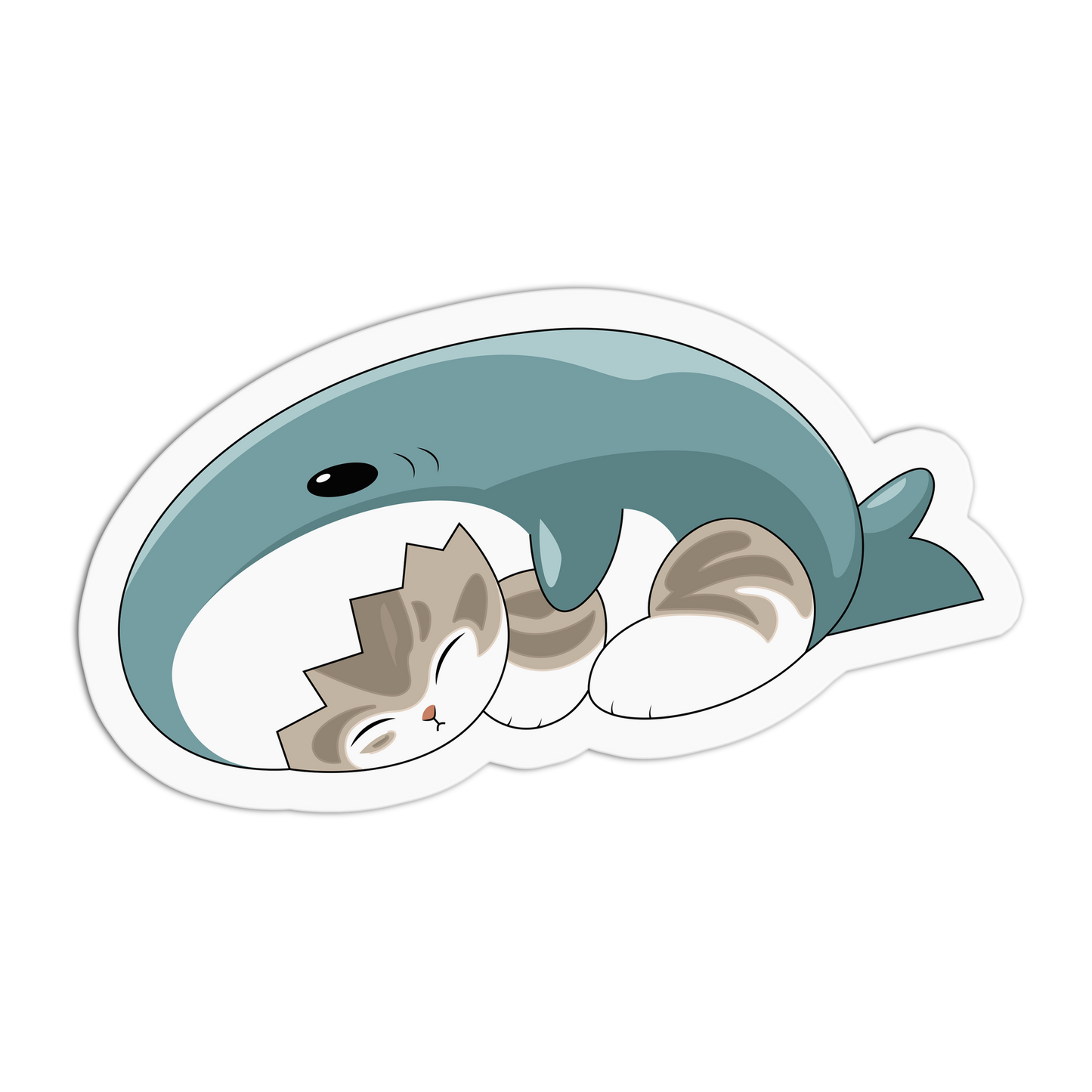 Shark Naptime Whimsical Kitty Sticker