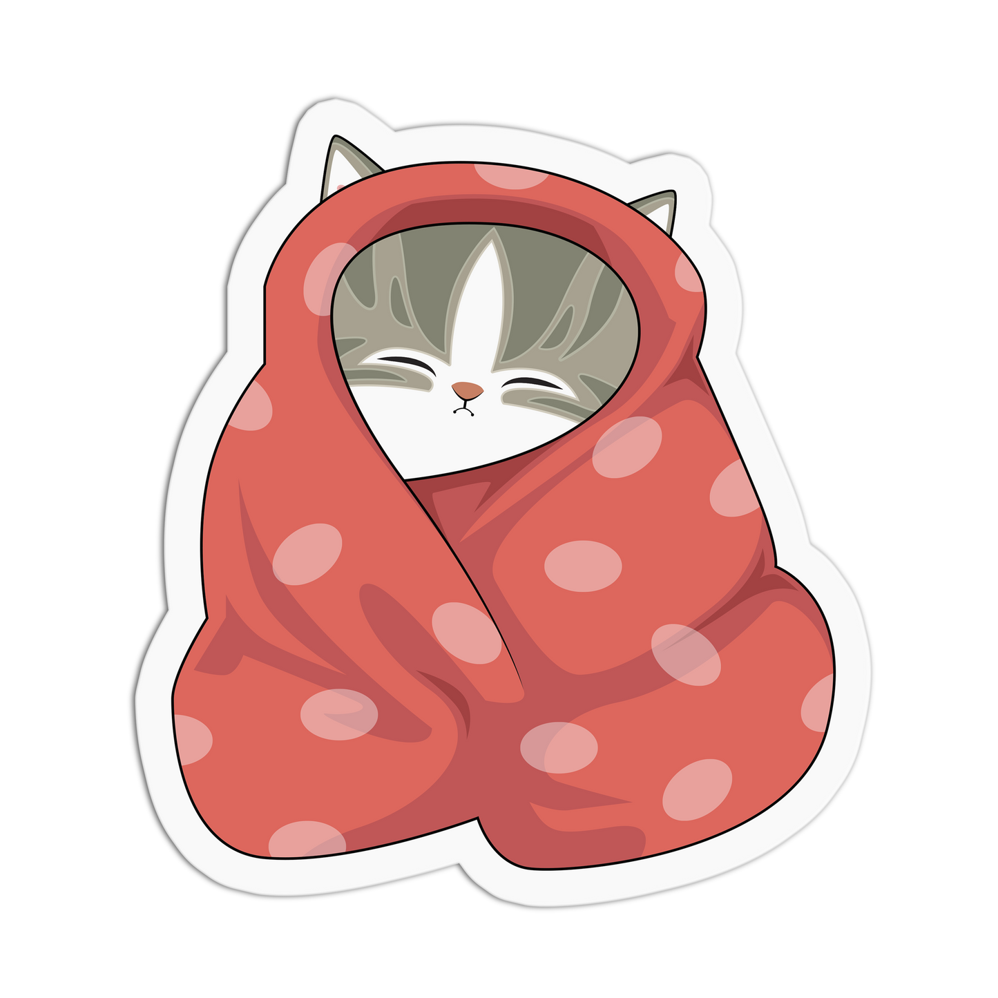 Purr-fectly Snug Whimsical Kitty Sticker