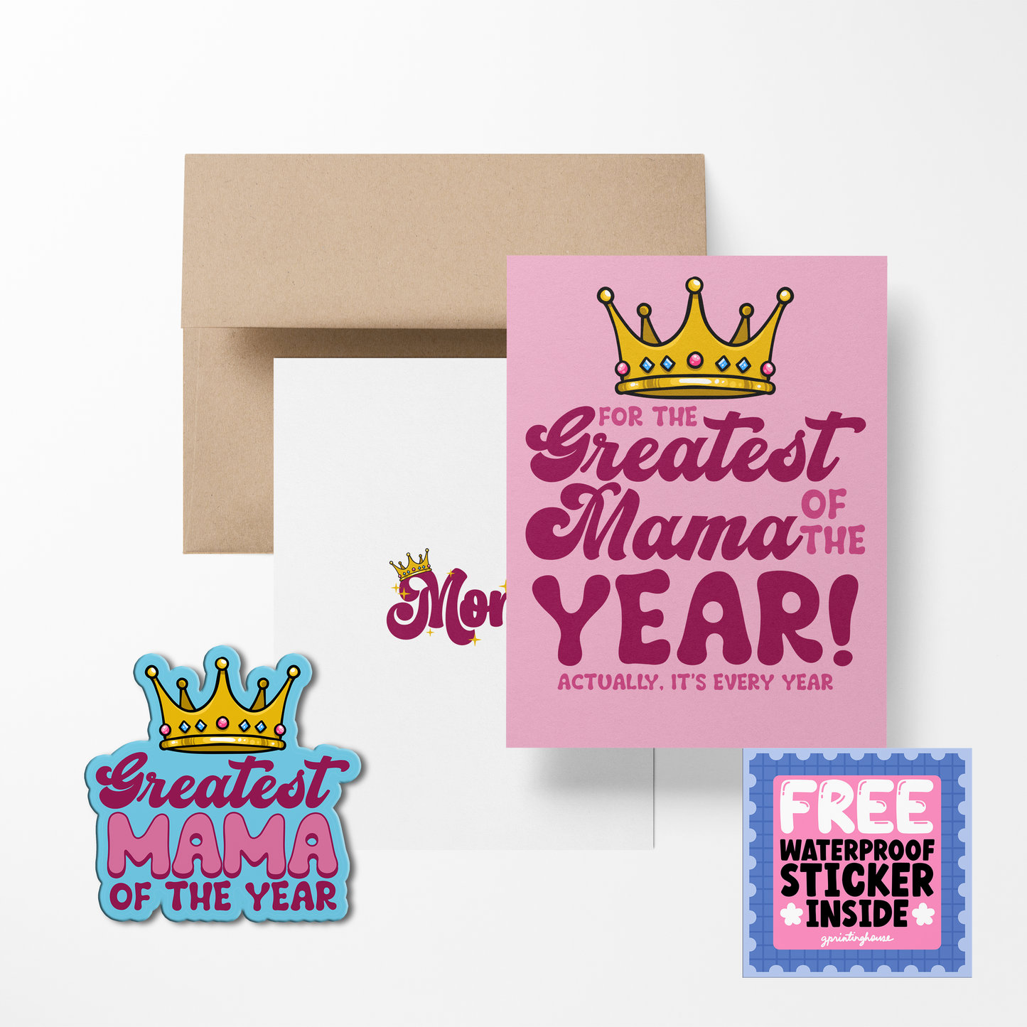 Greatest Mama of The Year Greeting Card with Stickers
