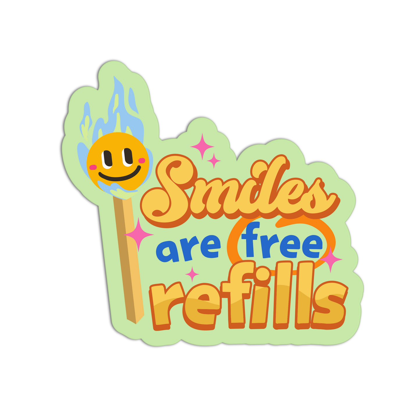 Smiles Are Free Refills Motivational Sticker