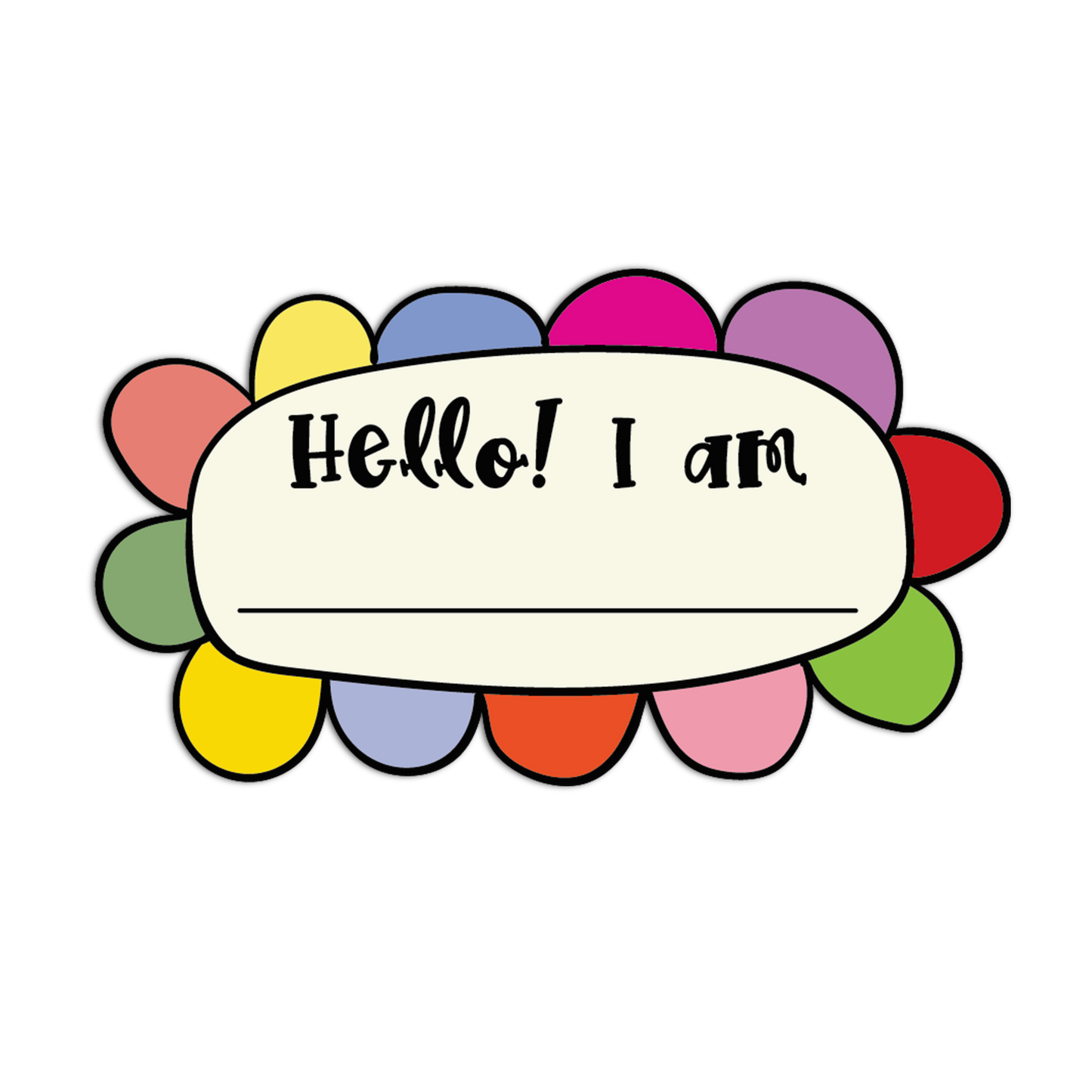 Rainbow Bloom Name Tag Stickers