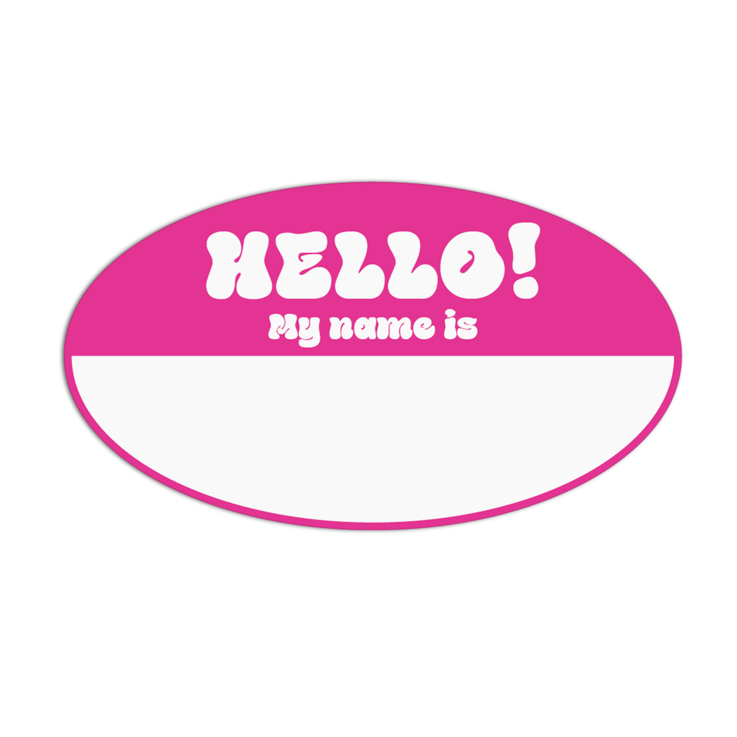 Hot Pink Oval Name Tag Stickers