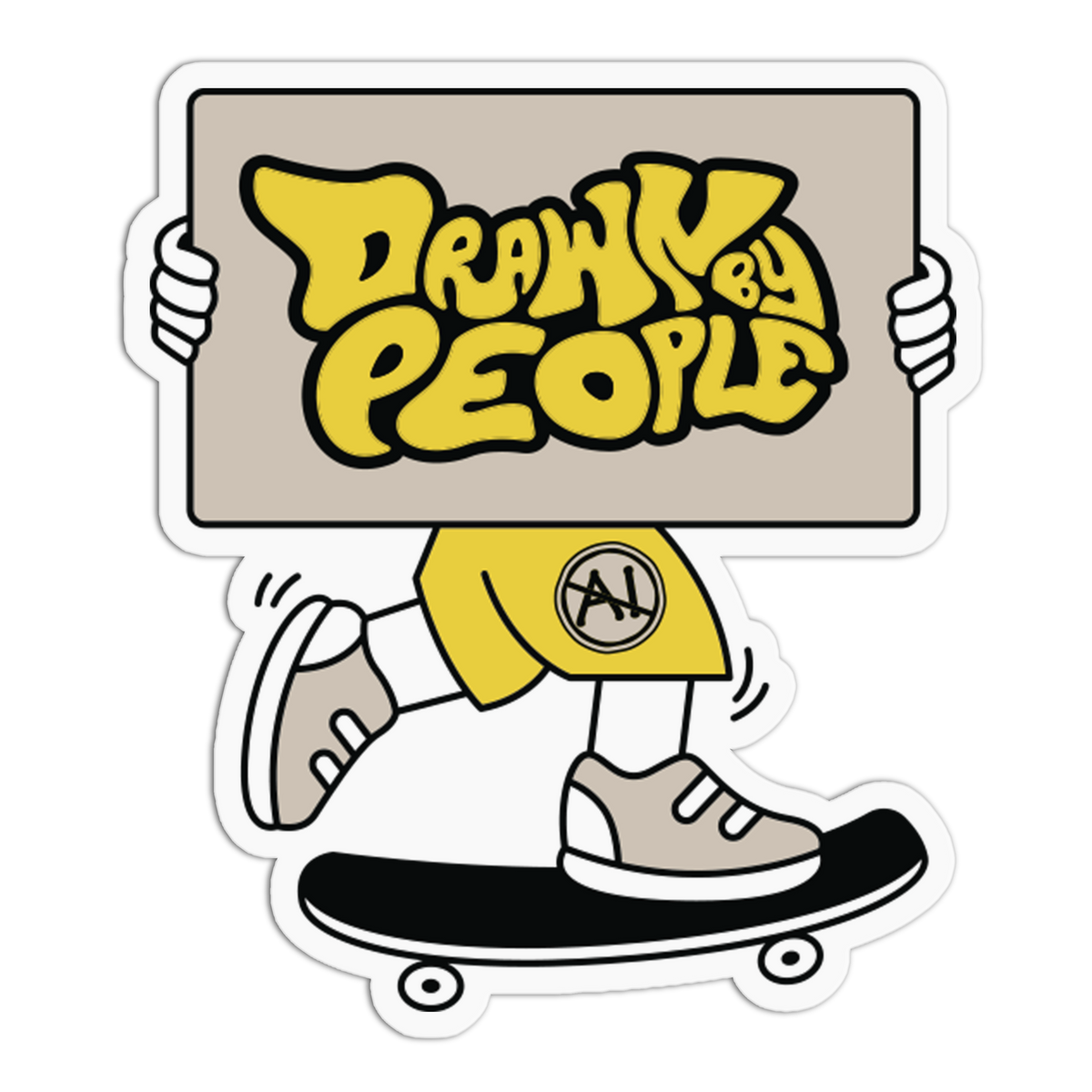 Drawn People - No To AI Sticker