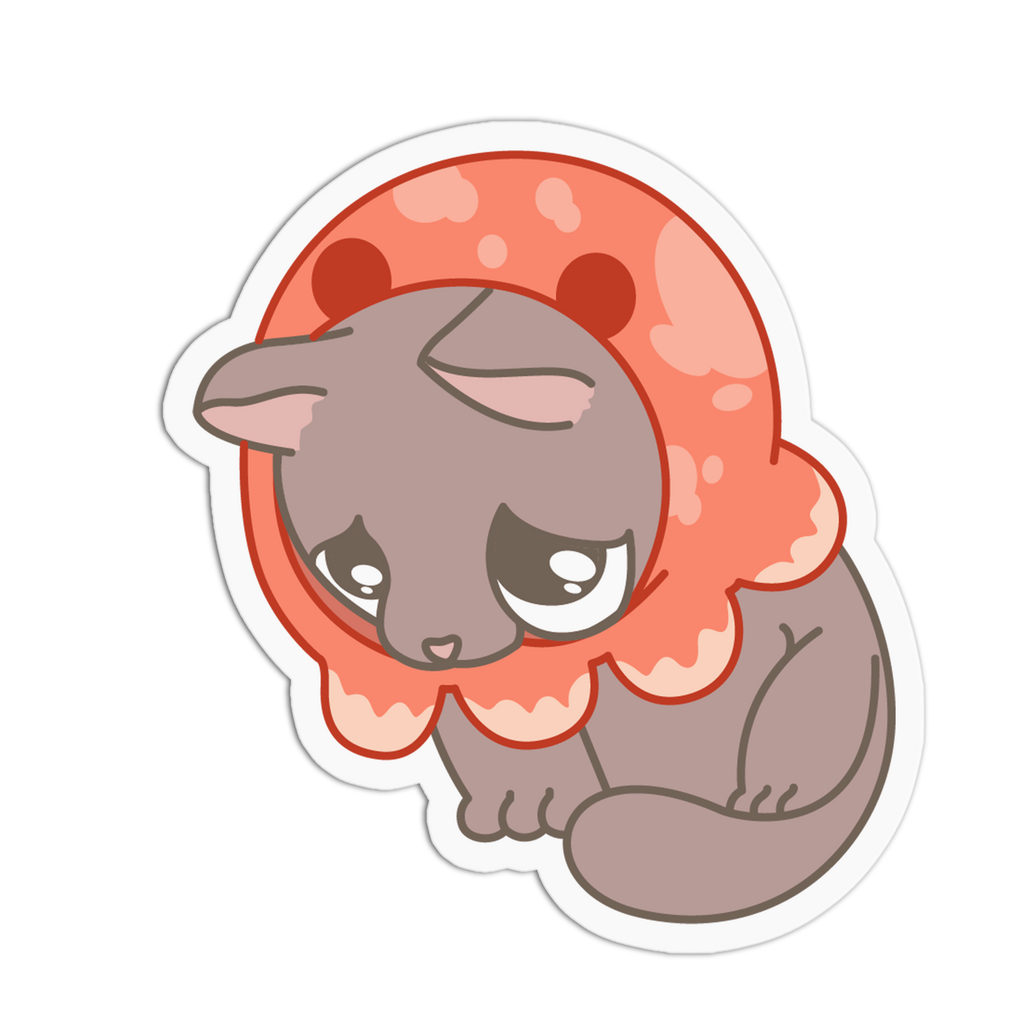 Sad Grey Jellyfish Ocean Cat Sticker