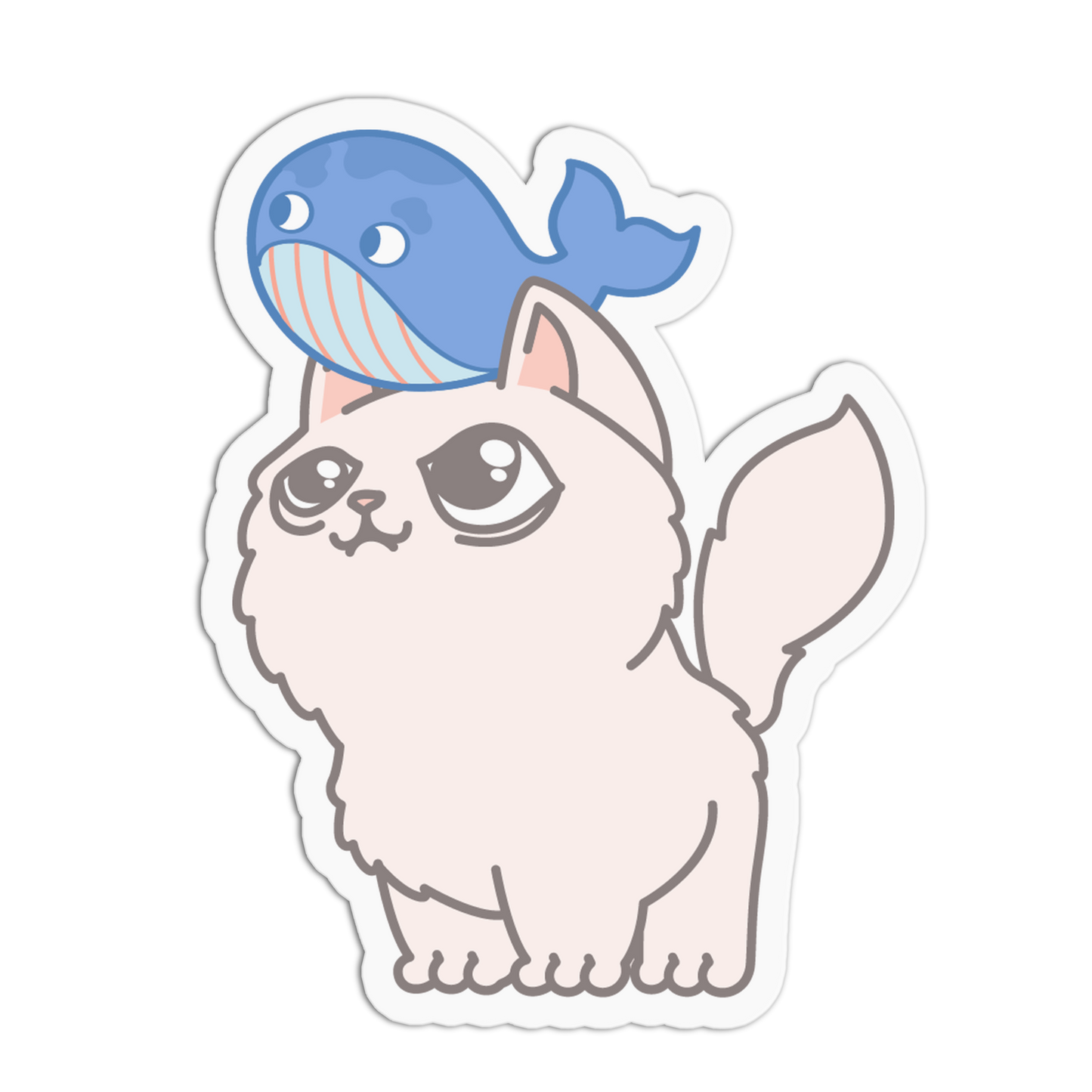 Small Blue Whale Ocean Cat Sticker