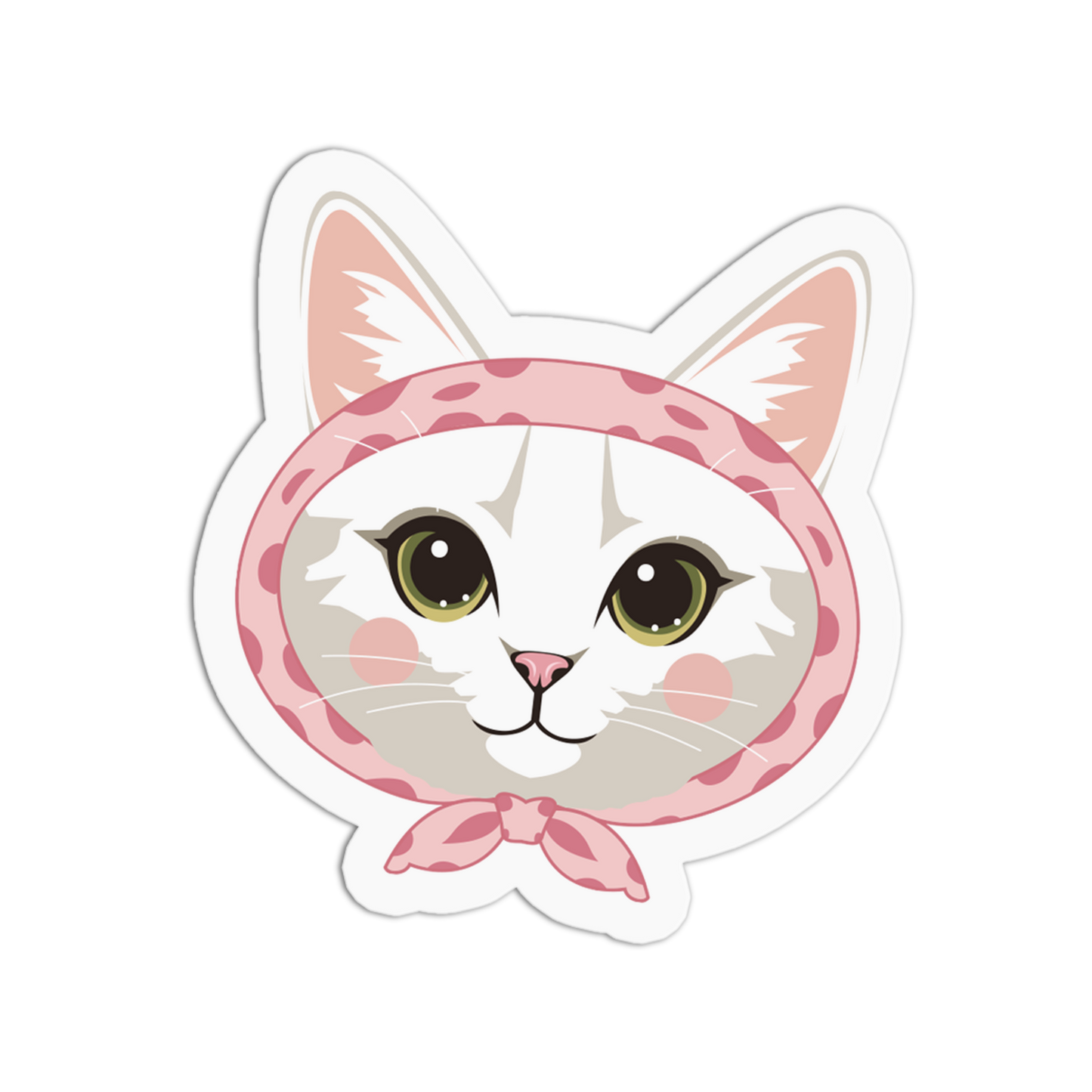 Pink Polka Dot Old Cats Stickers
