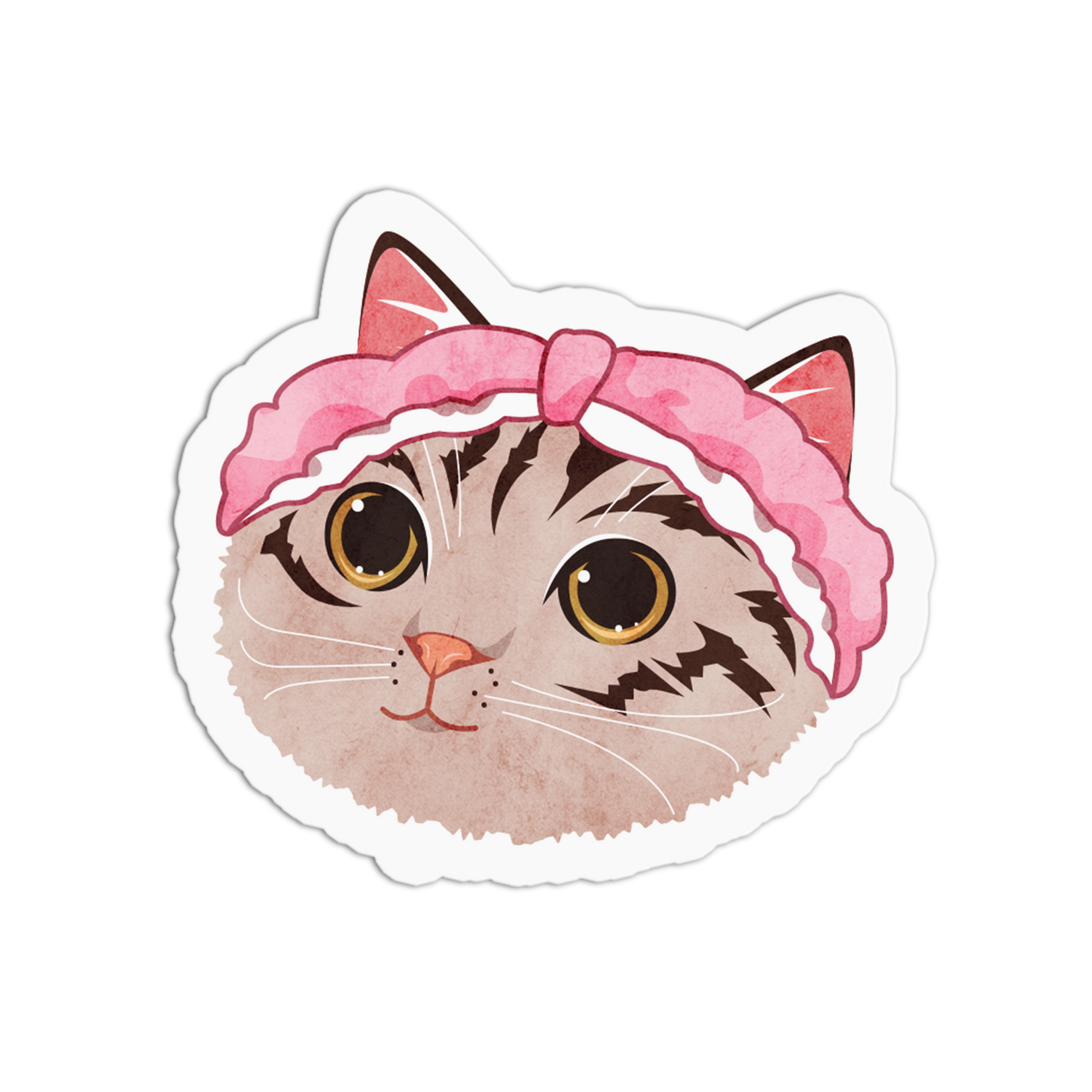 Pink Ruffle Old Cats Stickers