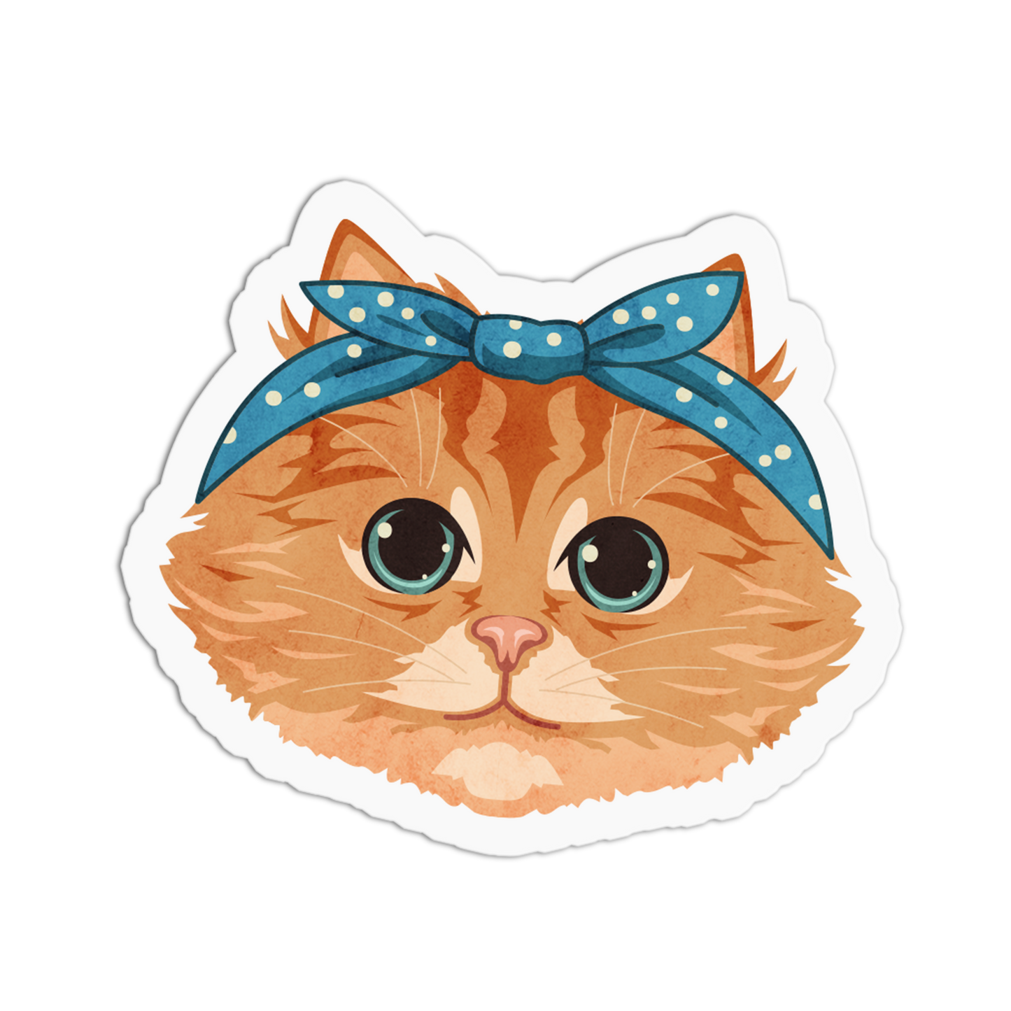 Polka Dot Bow Ginger Old Cats Stickers