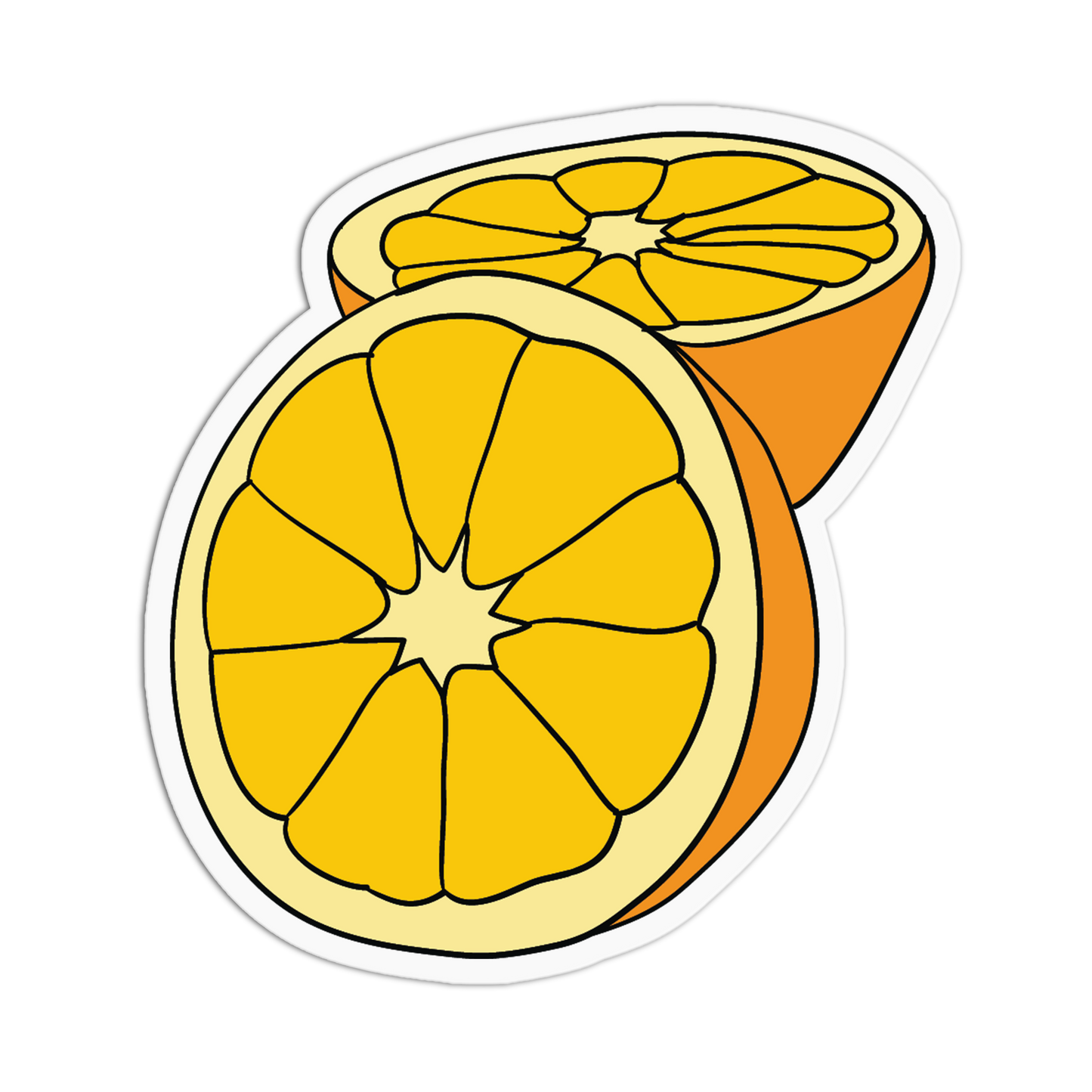 Illustration of a sliced orange on a white background