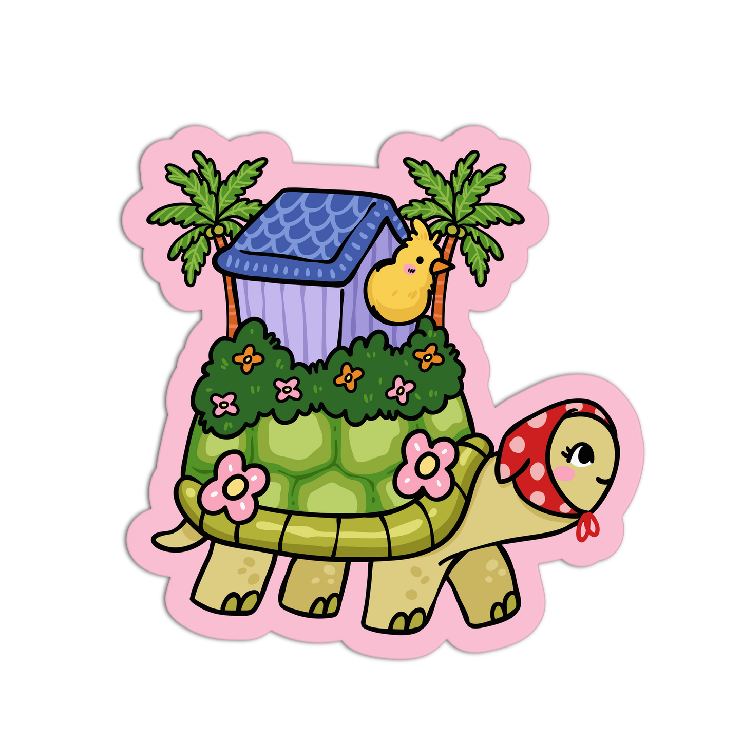 The Traveler Turtle Palm Spring Sticker
