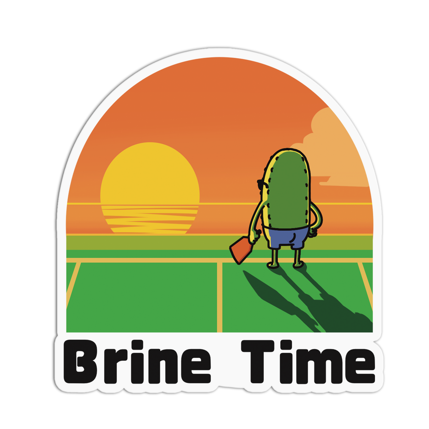 Brine Time Sunset Court Pickleball Sticker