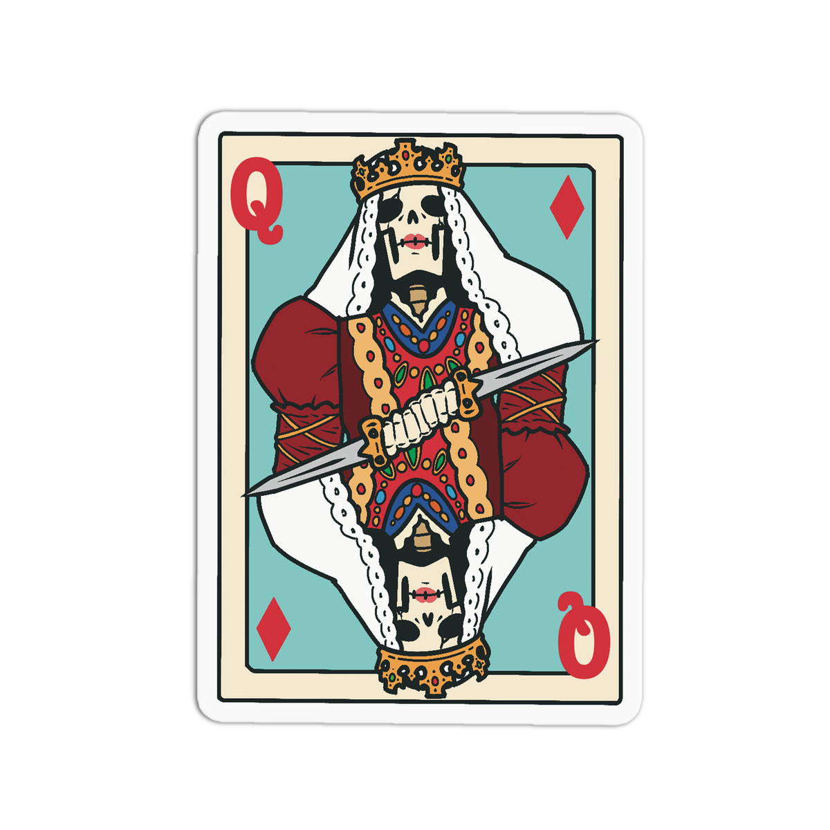 Queen Diamonds - Playing Cards Sticker