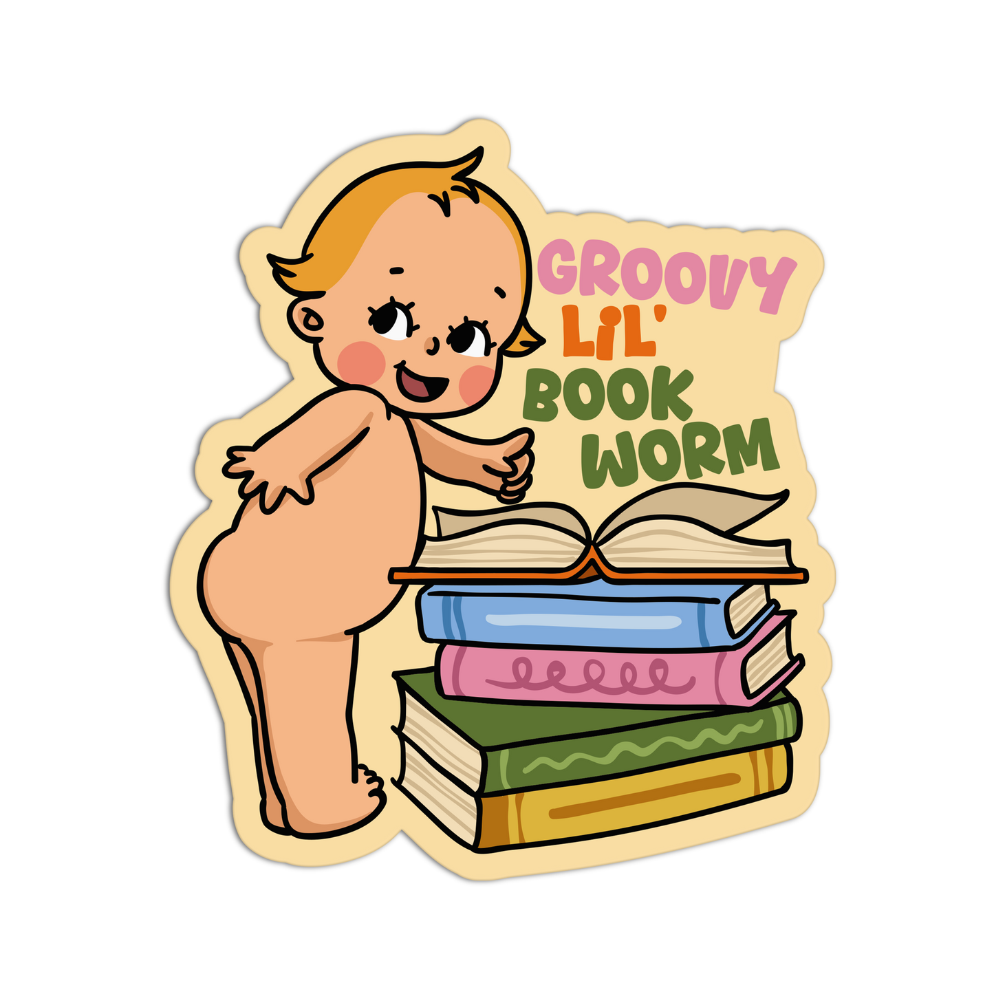 Groovy Lil' Bookworm Retro Babies Reading Stickers