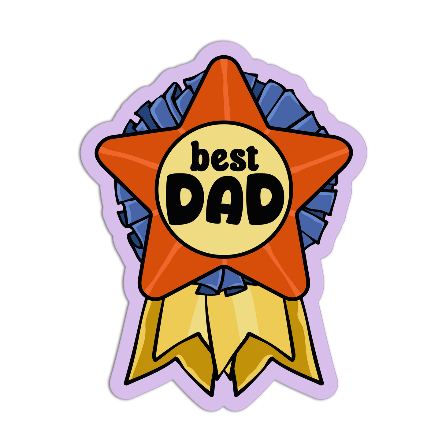 Award-like sticker with 'best DAD' text on a white background