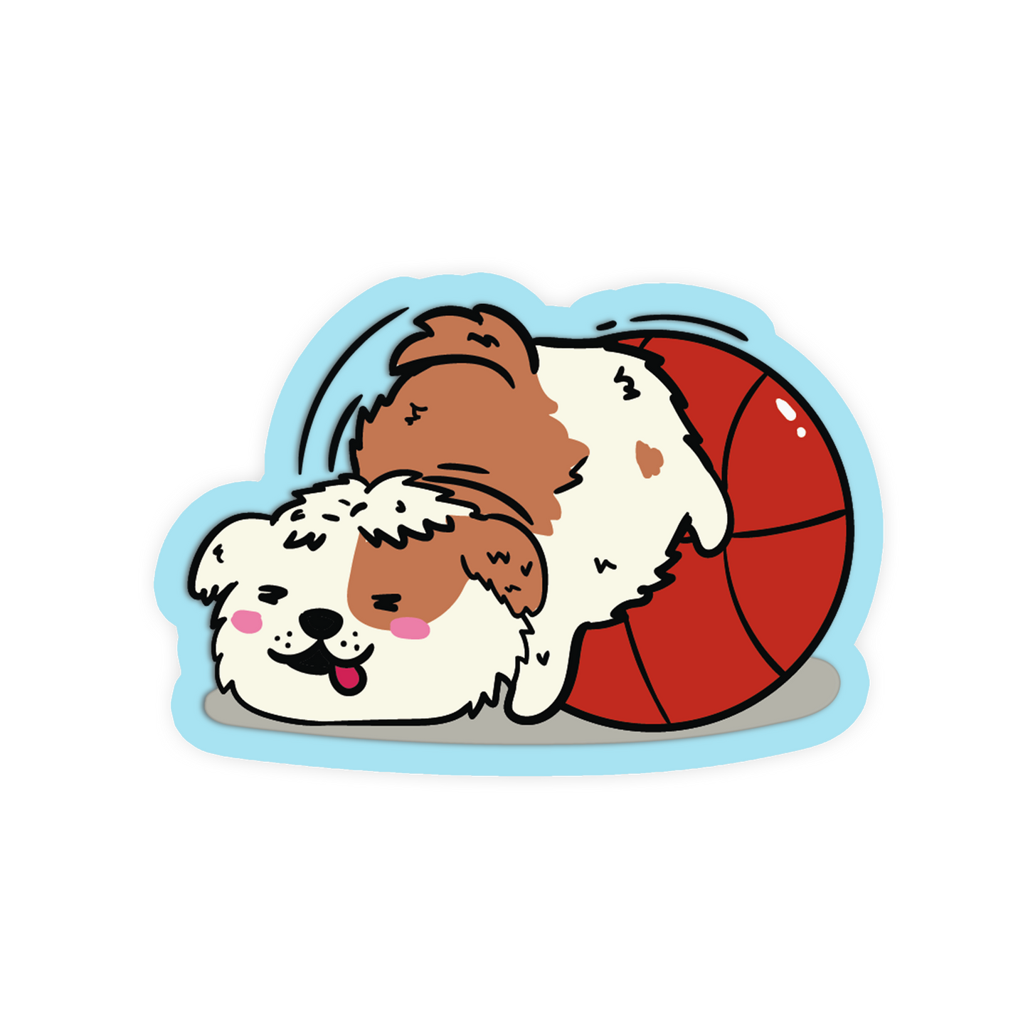 Cartoon dog with a basketball on a white background