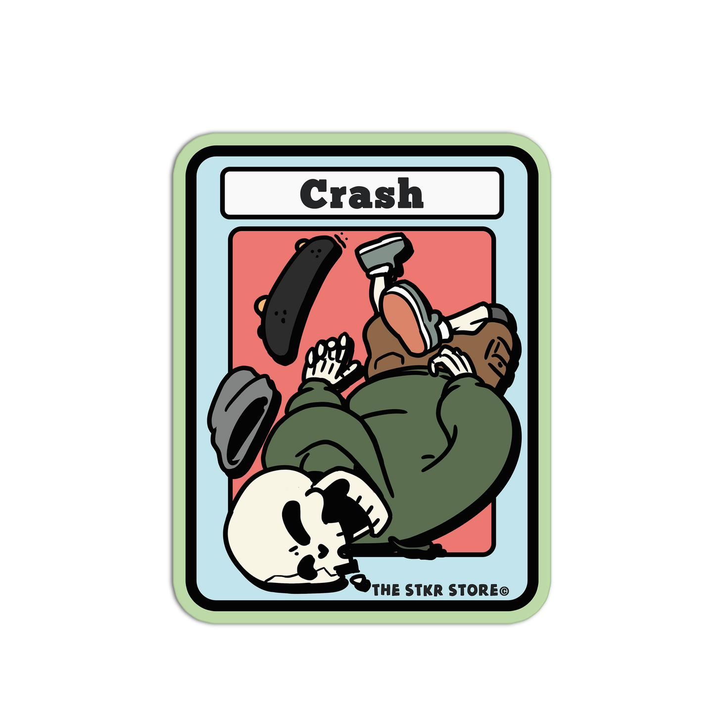 Crash Skateboarding Skull Sticker