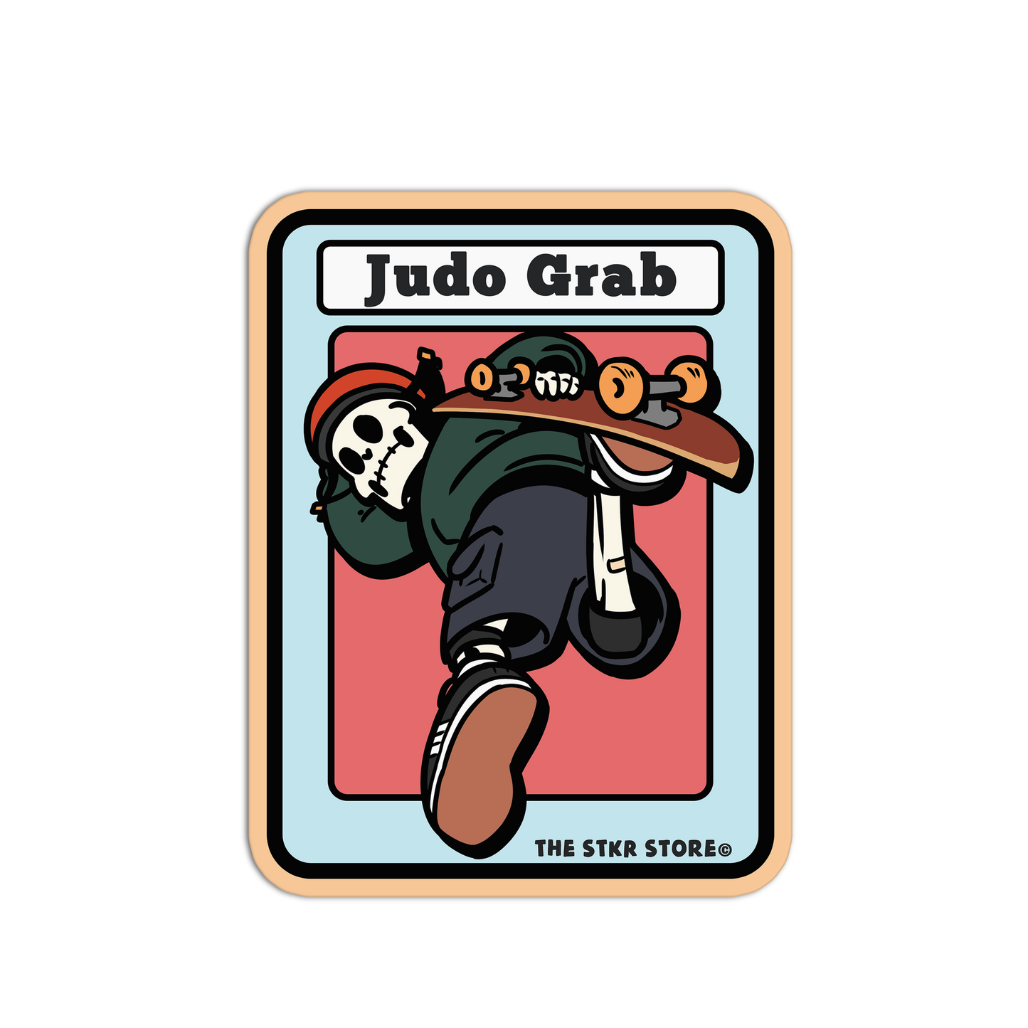 Judo Grab Skateboarding Skull Sticker