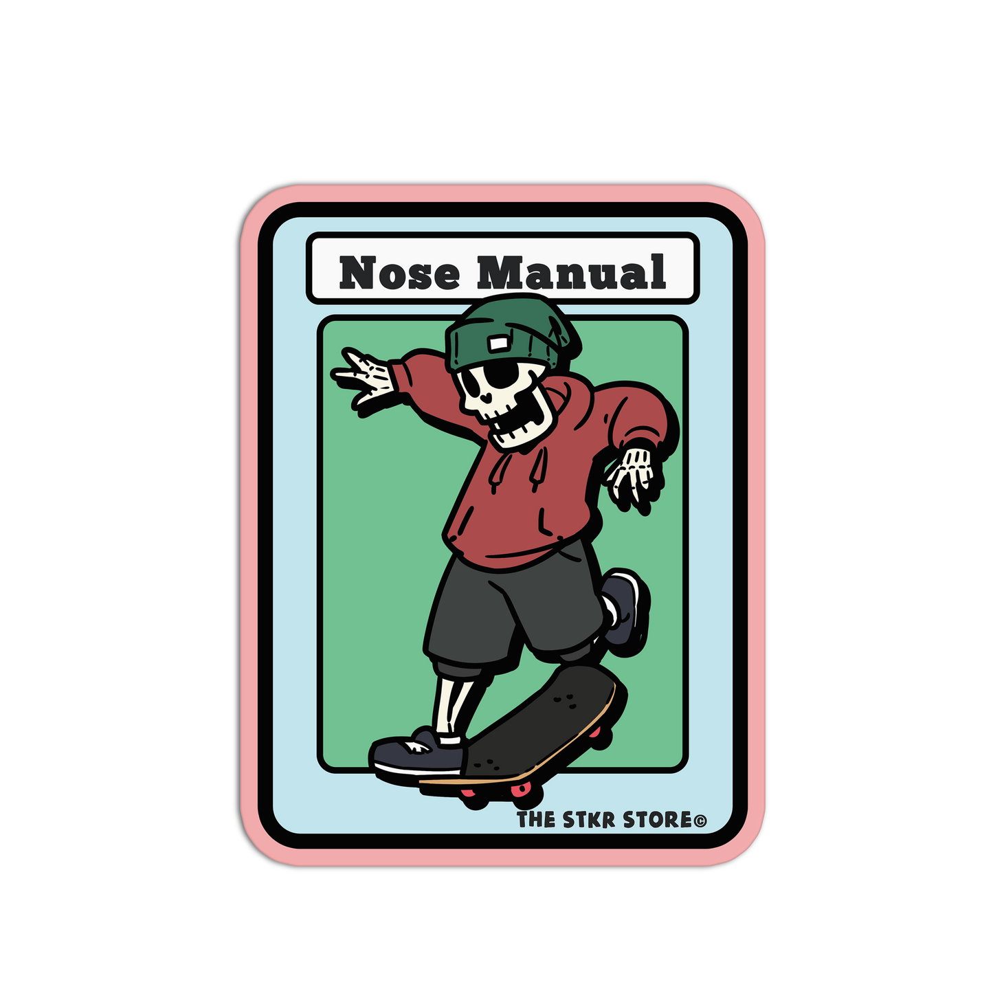 Nose Manual Skateboarding Skull Sticker