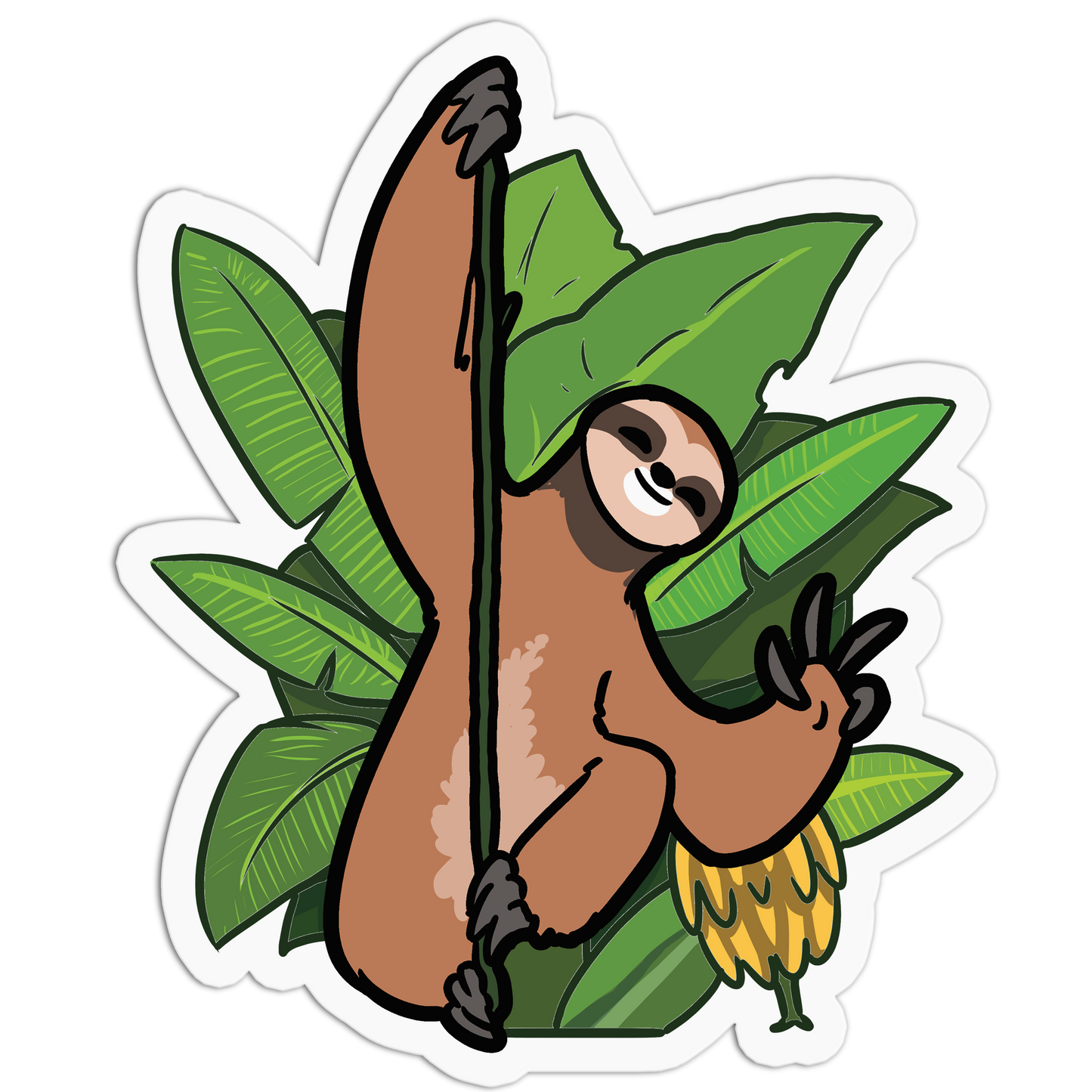 Lush Green Leaves Sloth Sticker