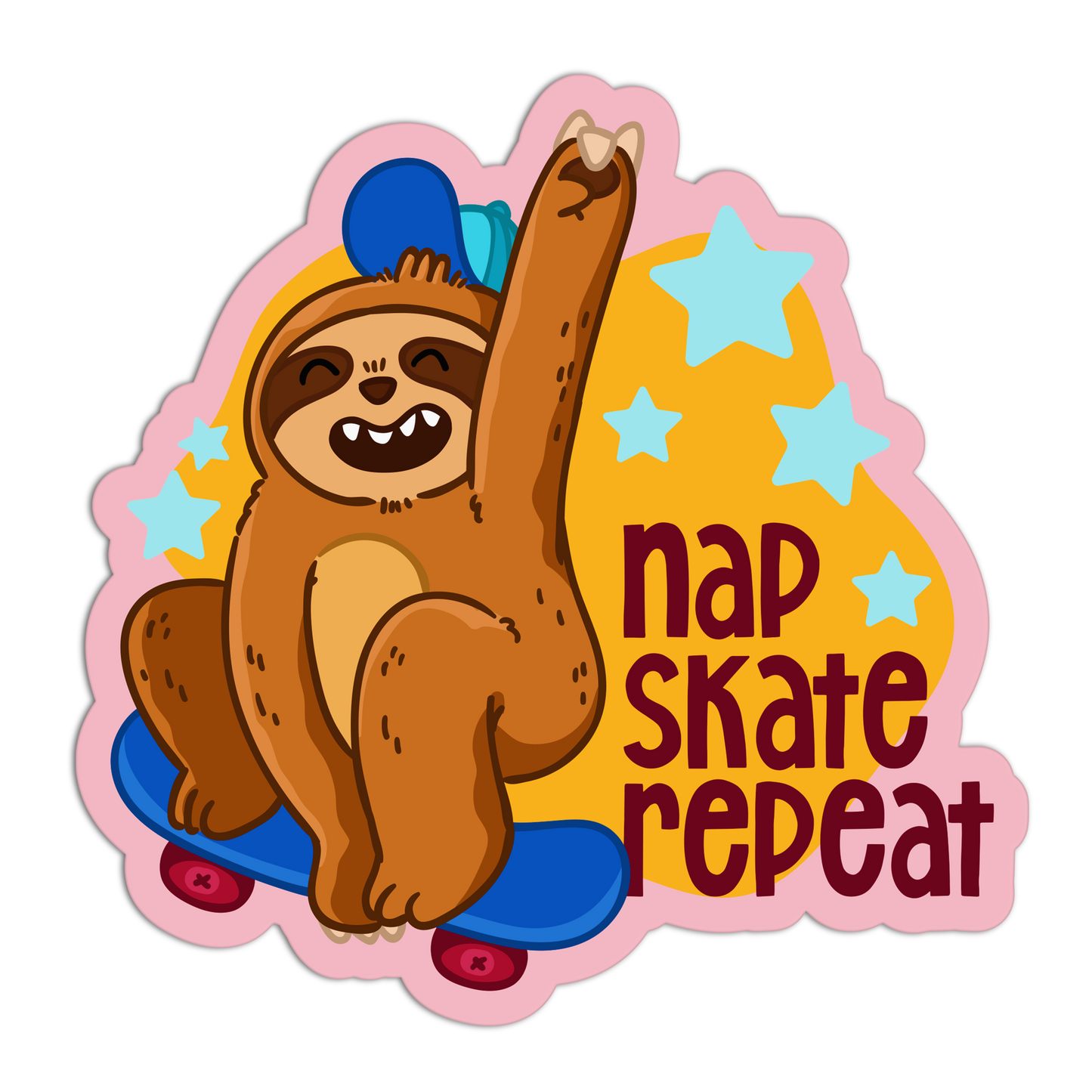 Nap Skate Repeat Sloth Sticker