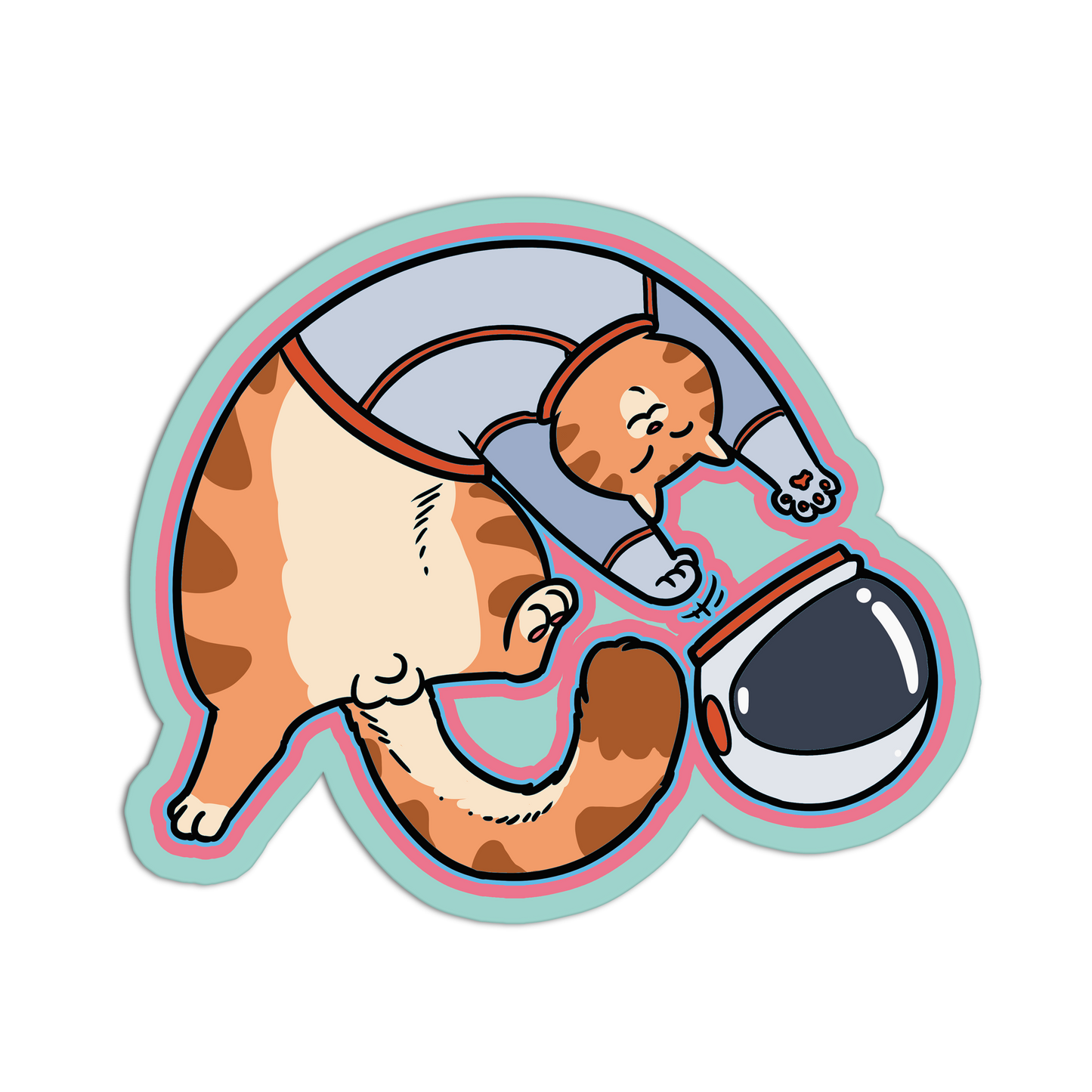 Floating Helmet Flex Space Cat Stickers