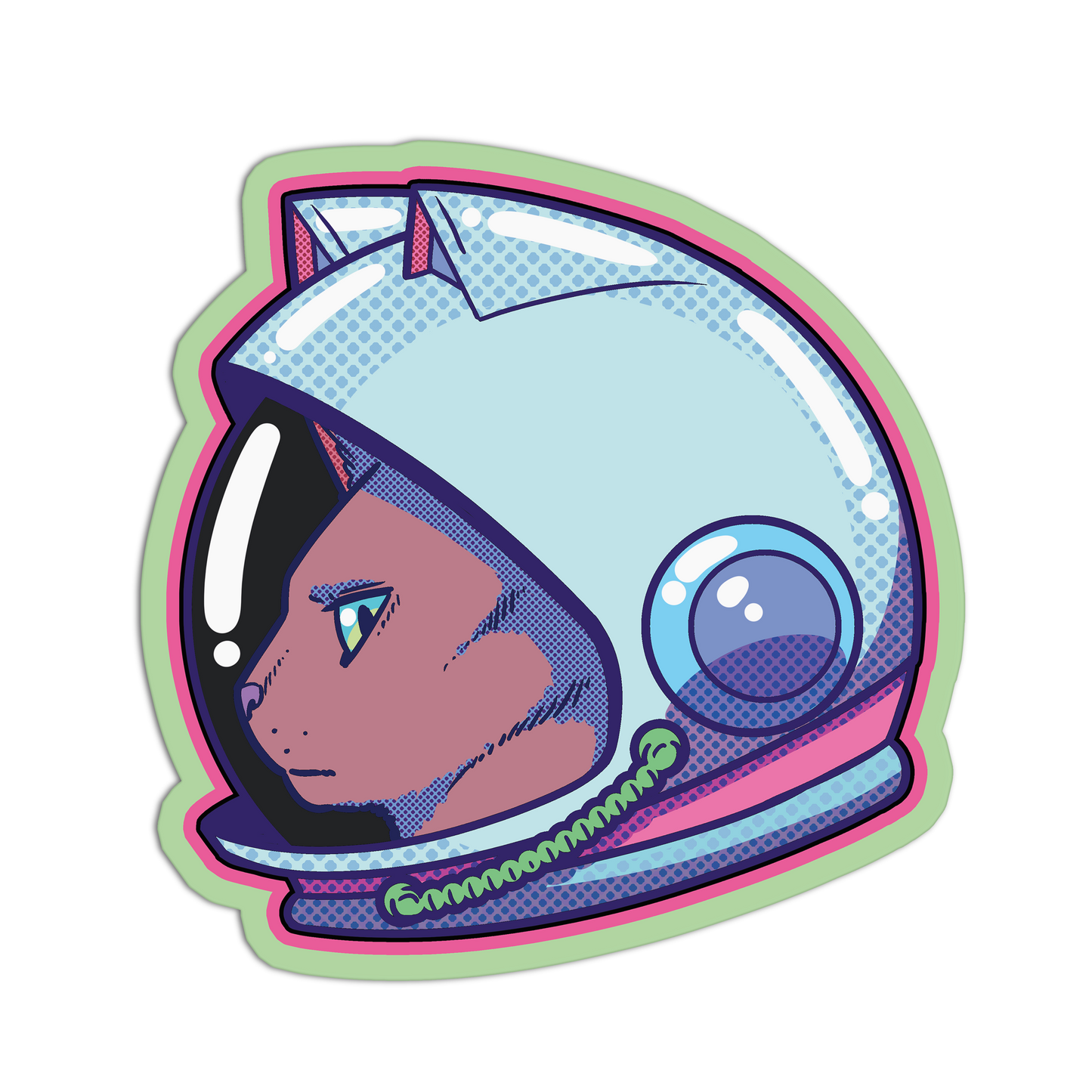 Lime-Glow Helmet Space Cat Stickers