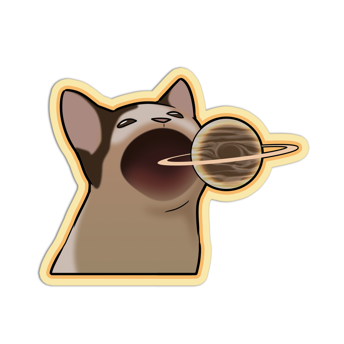 Saturn Snack-Attack Space Cat Stickers