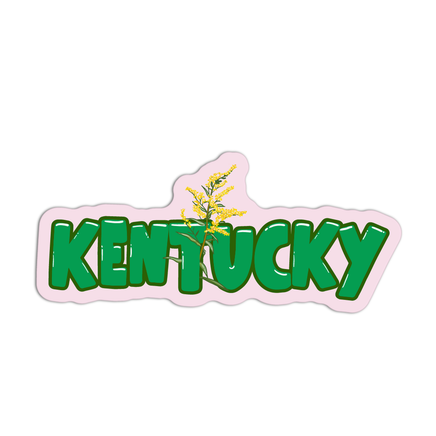 Sticker with 'Kentucky' text and a small plant on a white background