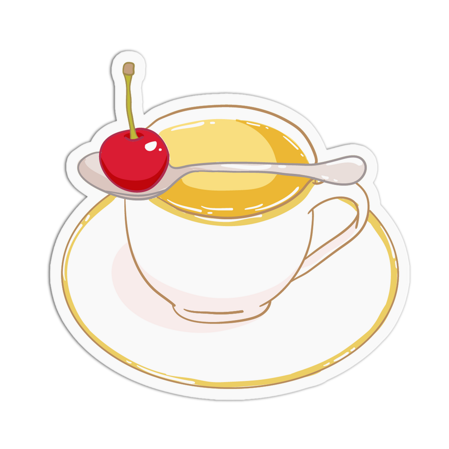 Cherry Spoon Teacup Sticker