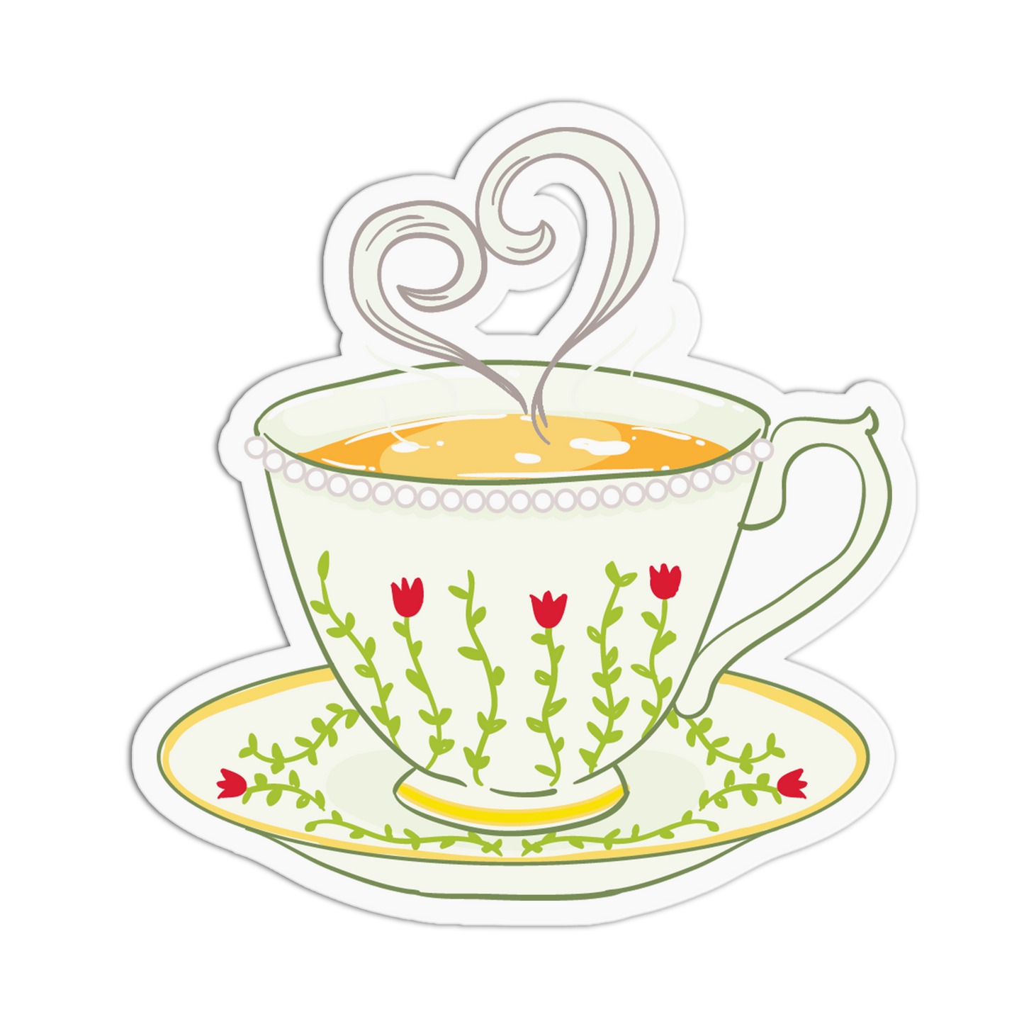 Steaming Hearts Teacup Sticker