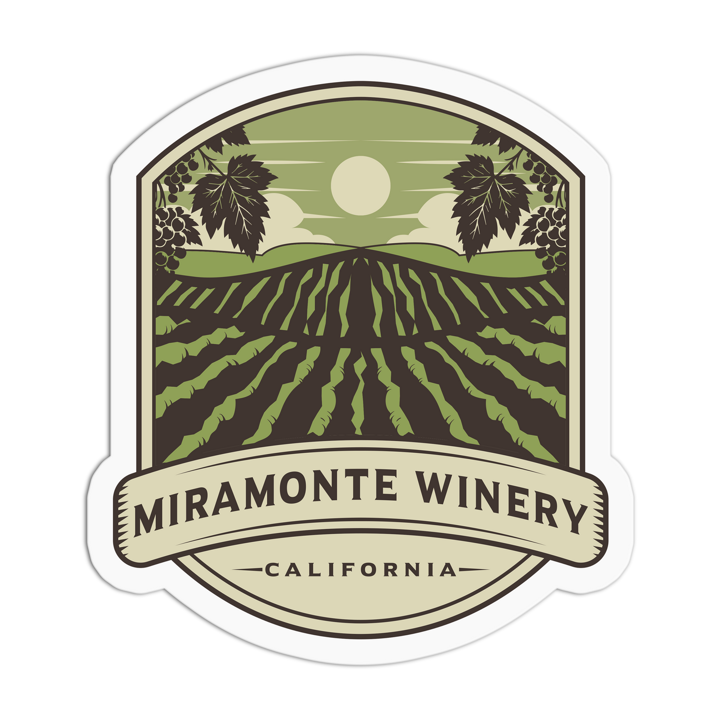 Miramonte Winery logo with vineyard illustration on a white background