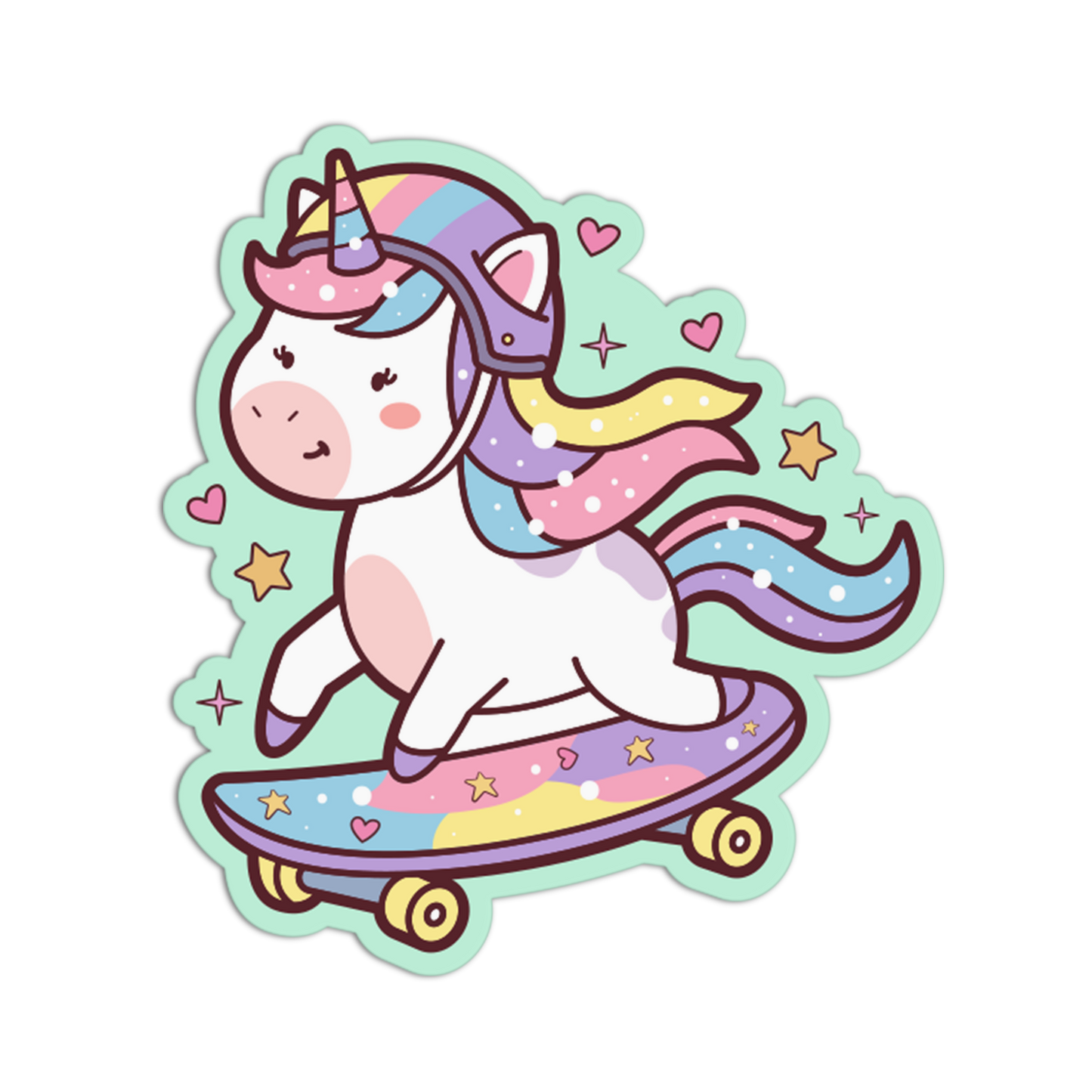 Skater Unicorn In Helmet Stickers