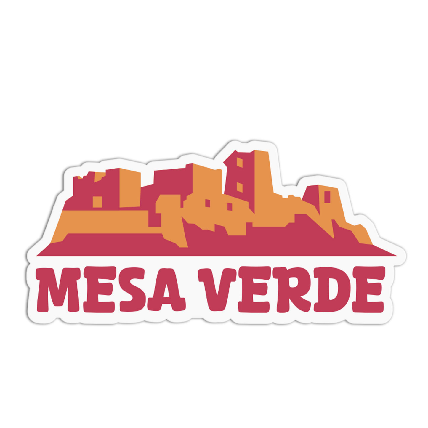 Sticker with Mesa Verde design on a white background