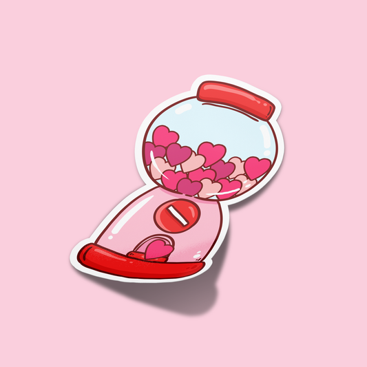Heart Gumball Machine Valentine's Sticker