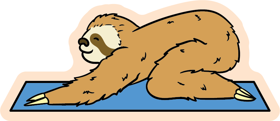 Leisurely Stretching Sloth Yoga Animal Stickers