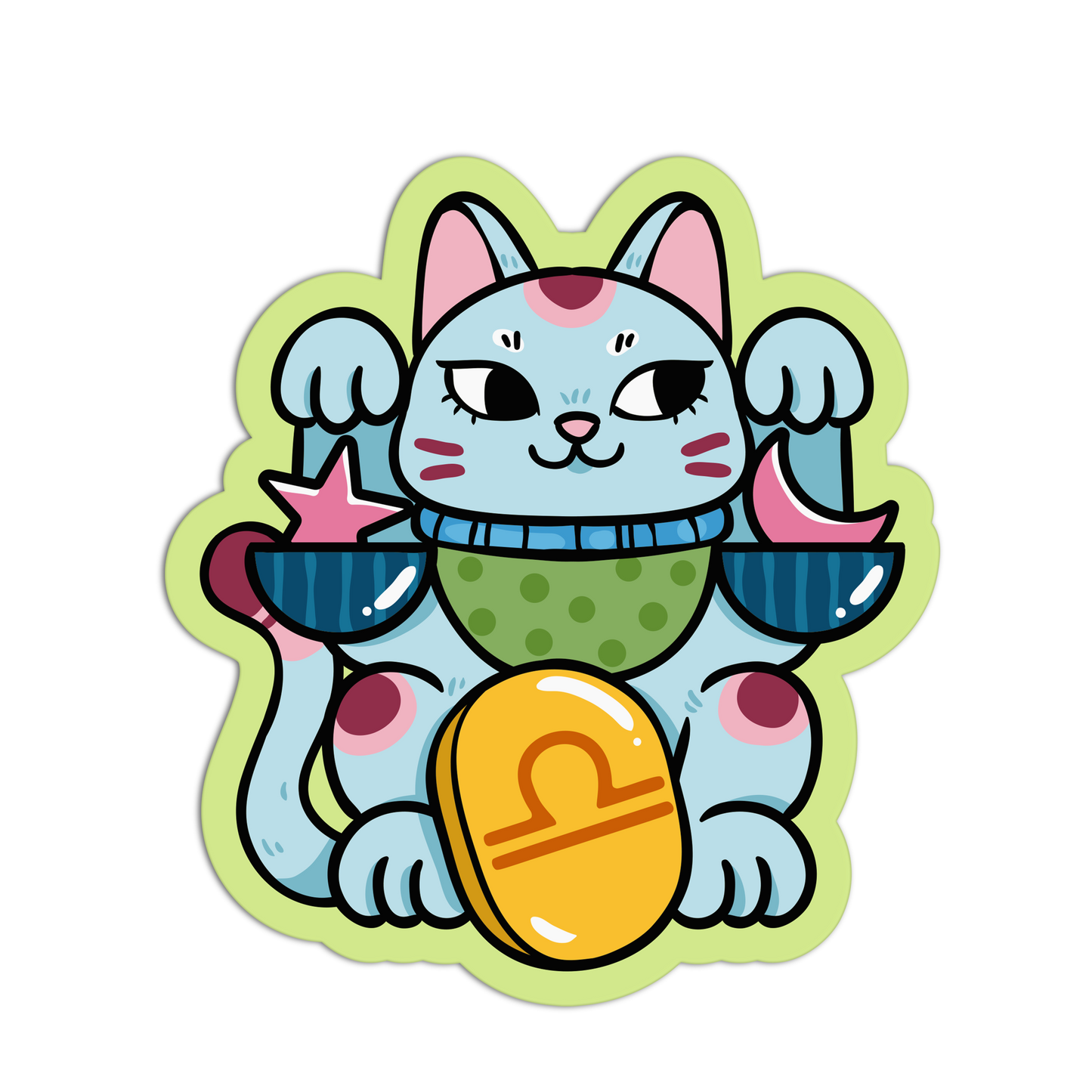 Libra Zodiac Lucky Cats Stickers