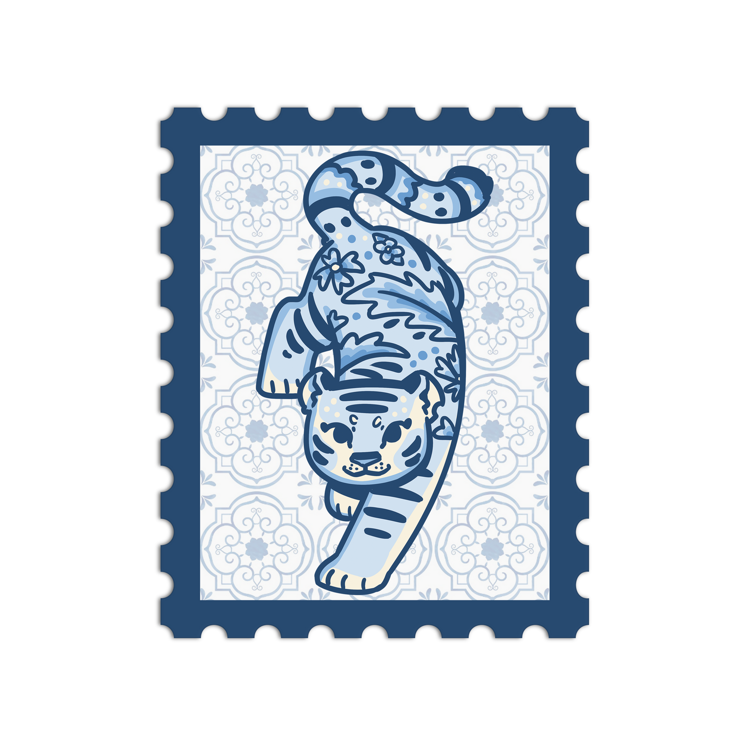 Porcelain Tiger Zodiac Stamp Sticker