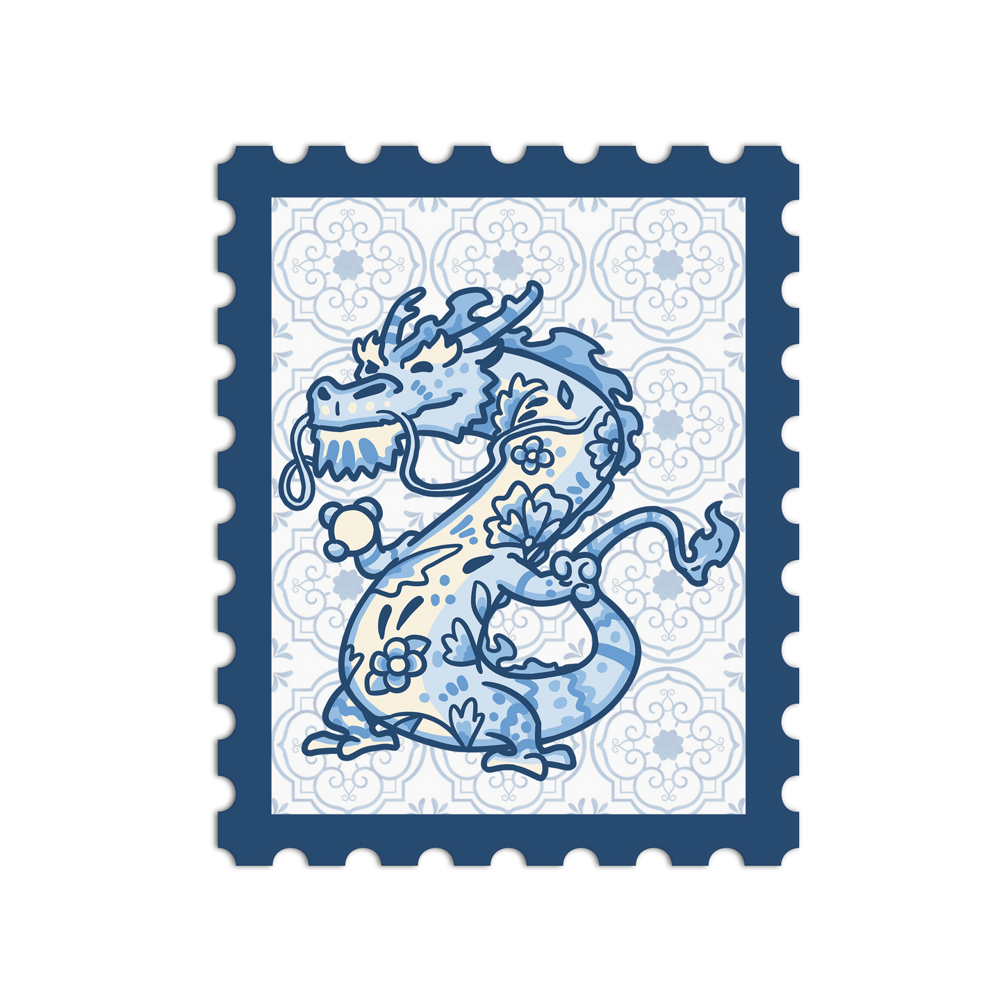 Porcelain Dragon Zodiac Stamp Sticker