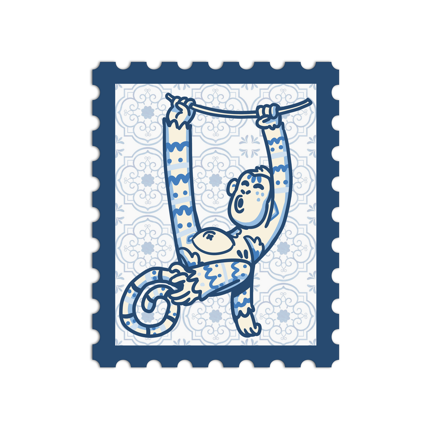 Porcelain Monkey Zodiac Stamp Sticker