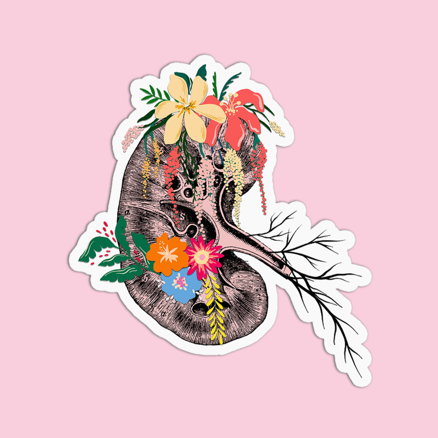 Lungs with Flowers Anatomy Sticker