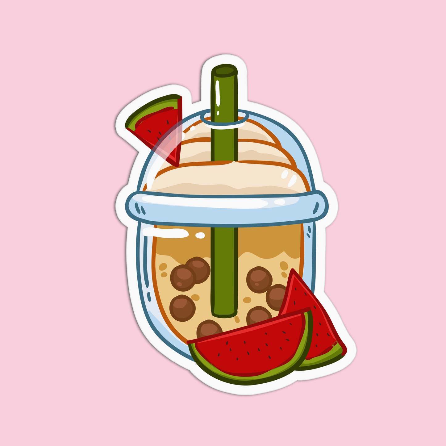 Watermelon Boba Milktea Sticker