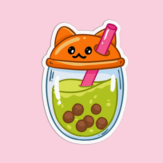Cute Fox Boba Milktea Sticker