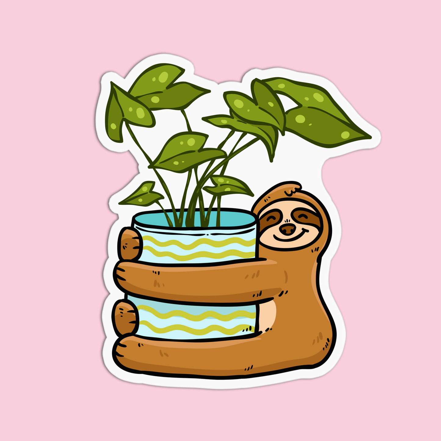 Sloth Pot Plant Sticker
