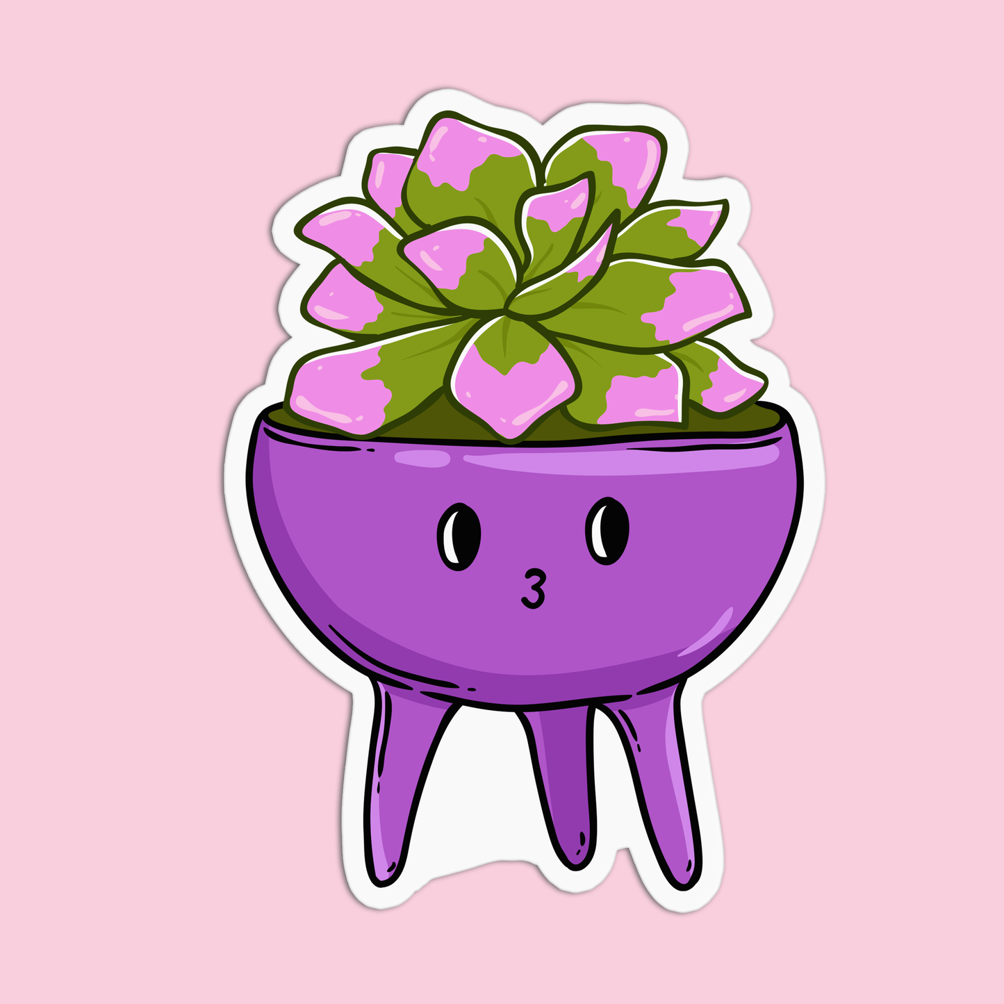 Succulent in a Purple Pot Plant Sticker