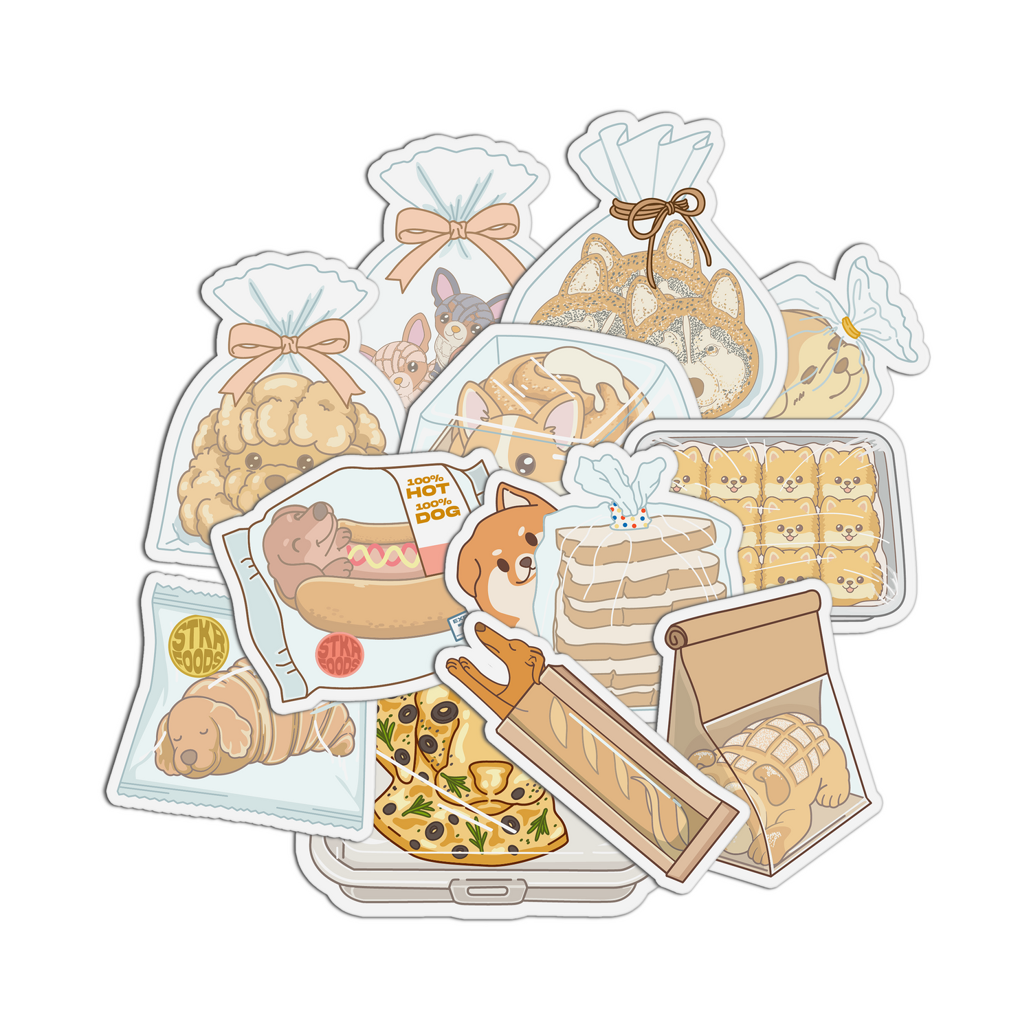 Dog and Bread Stickers