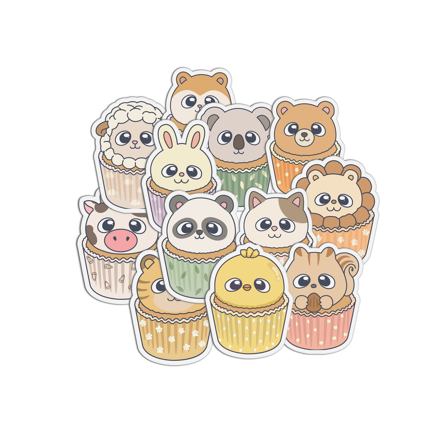 Animal Cupcake Stickers