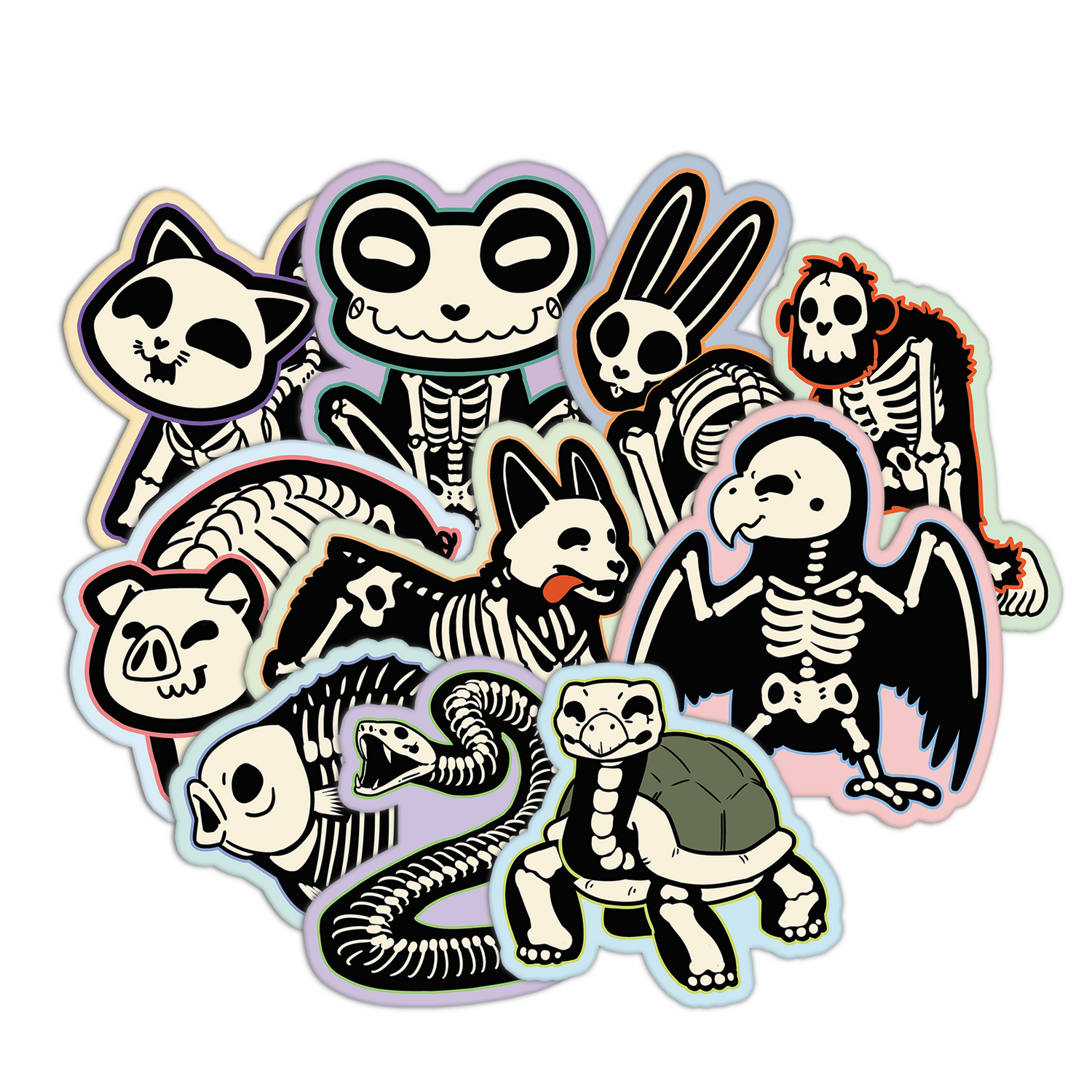 Skeleton Animal Stickers