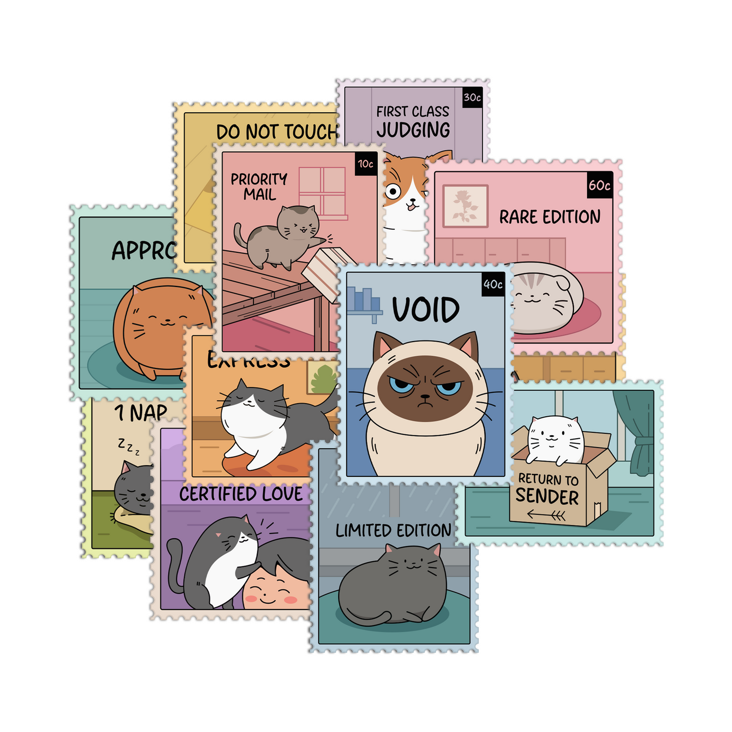 Cat Stamp Stickers