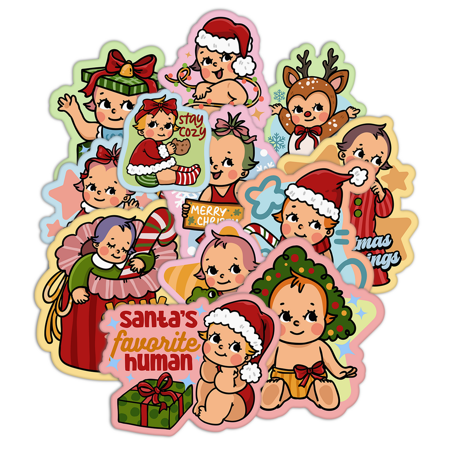Retro Babies Christmas Stickers